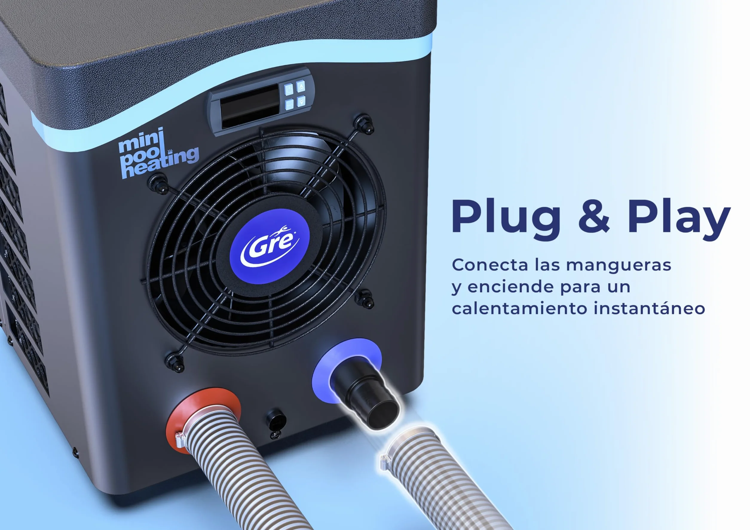 Bomba de Calor Mini para Piscina sobre Suelo 20 m3, Calefacción Piscinas Elevadas Gris Gre HPM20