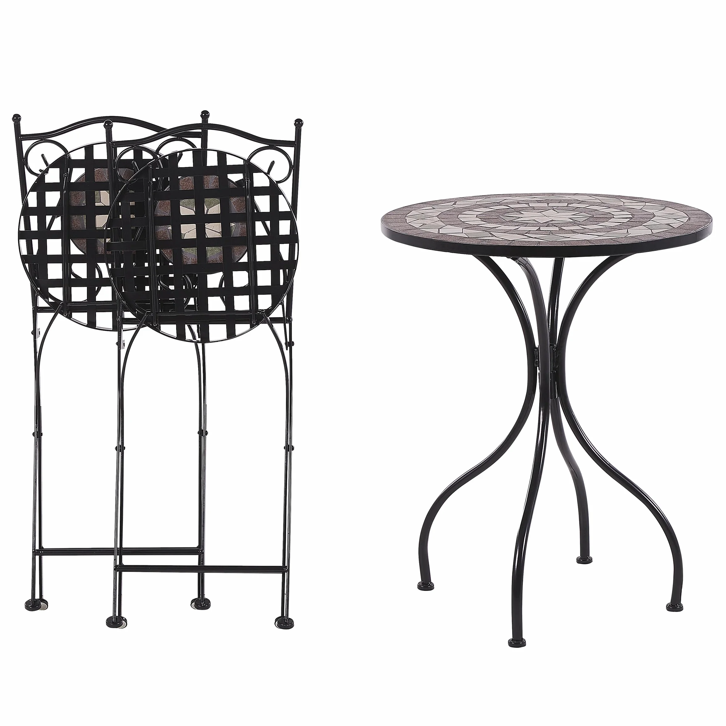 Beliani Cariati Conjunto de balcón 2 plazas Metal Negro Plegables