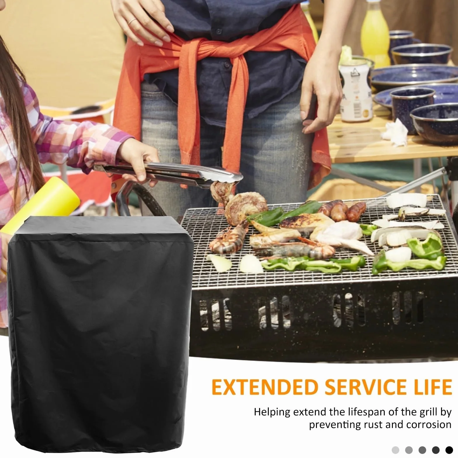 Fundas para Barbacoa Cubierta for Parrilla de Tela Oxford 210D, Cubierta for Barbacoa Impermeable con cordón a Prueba de Viento, Cubierta for Barbacoa portátil Resistente