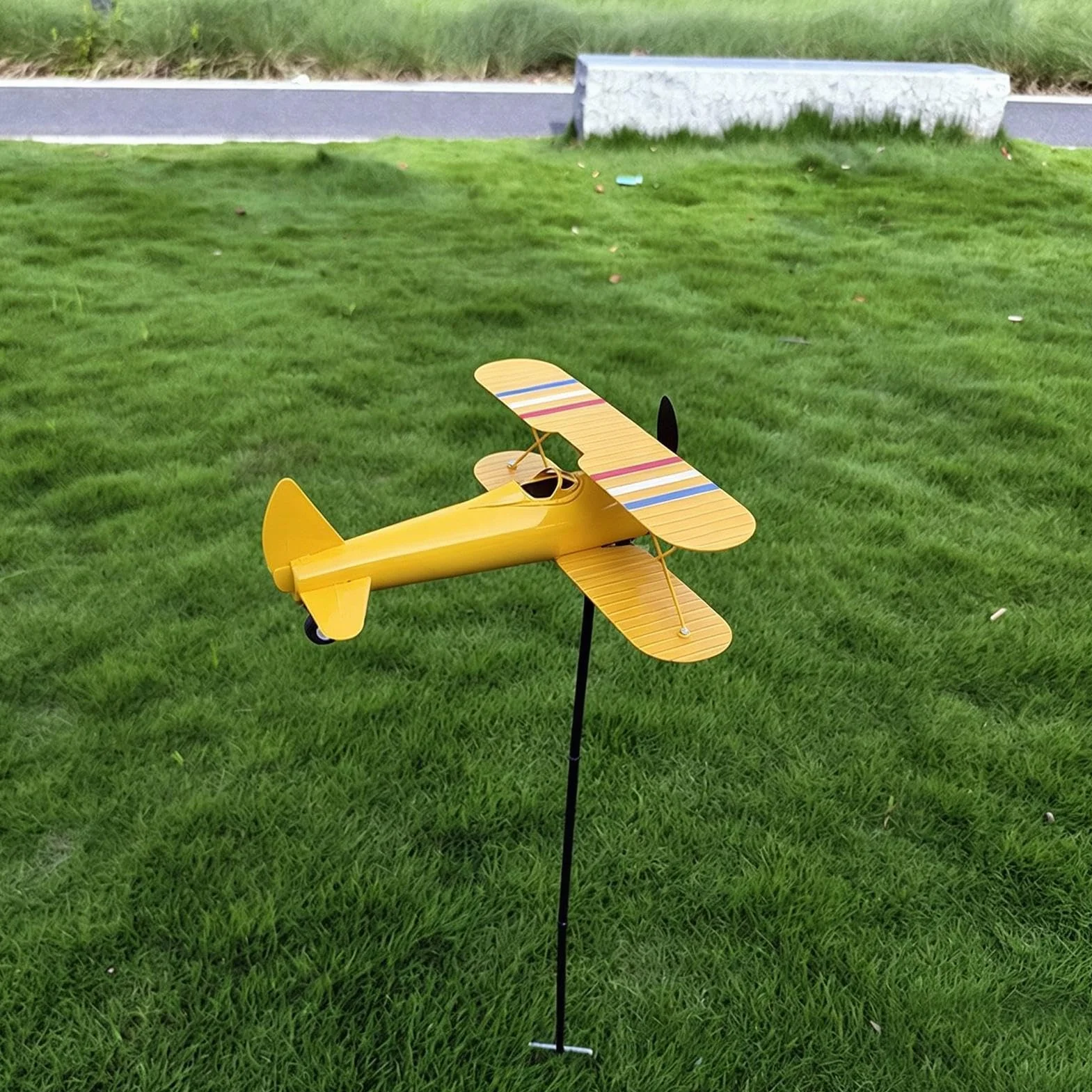 Veleta en Forma de Avión, Herramienta Metálica Medidora Viento Giratorio para Jardín