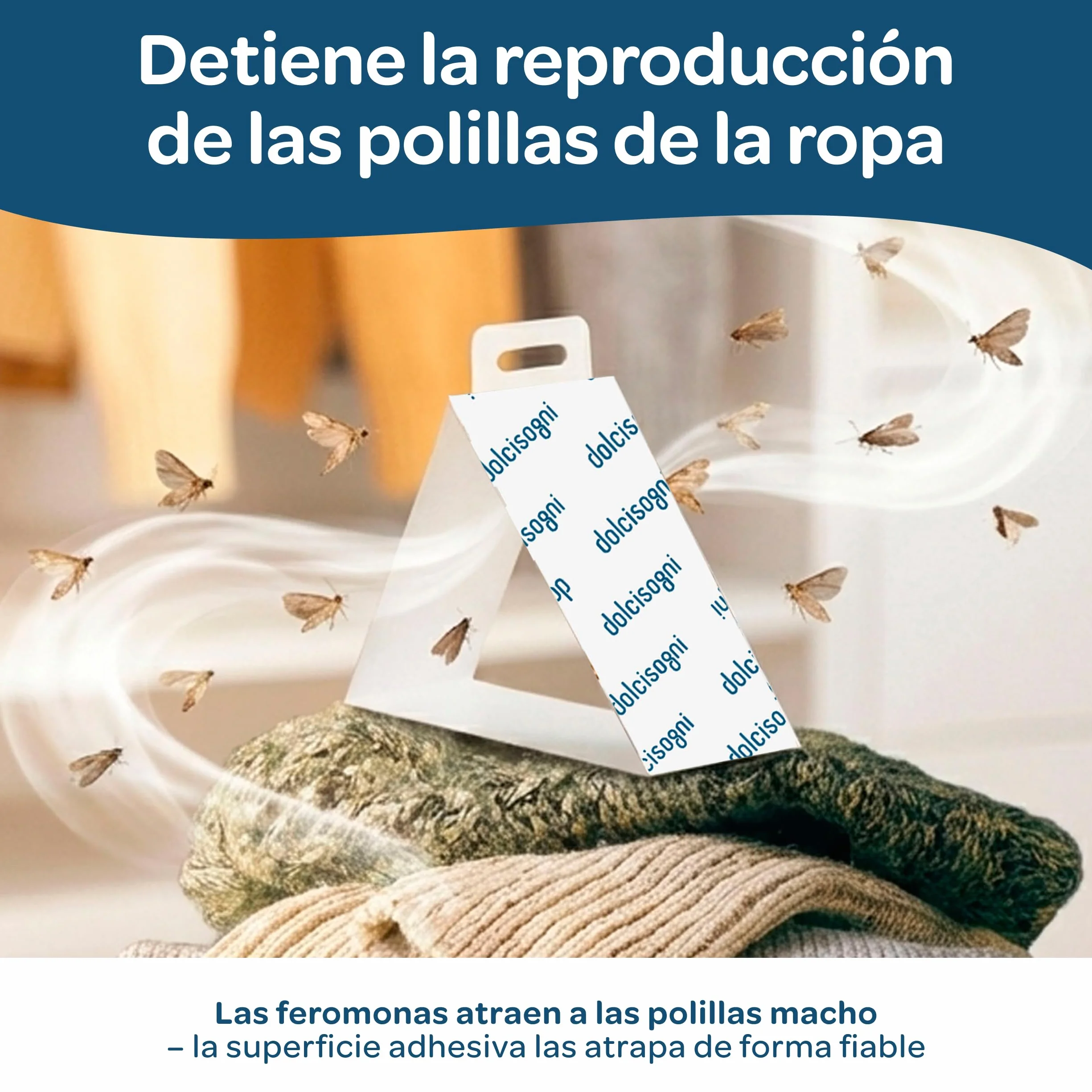 DOLCI SOGNI Antipolillas para Ropa Armario Sin Biocidas 8 Hojas Trampa Polillas Ropa Made in Germany Protección 3 Meses