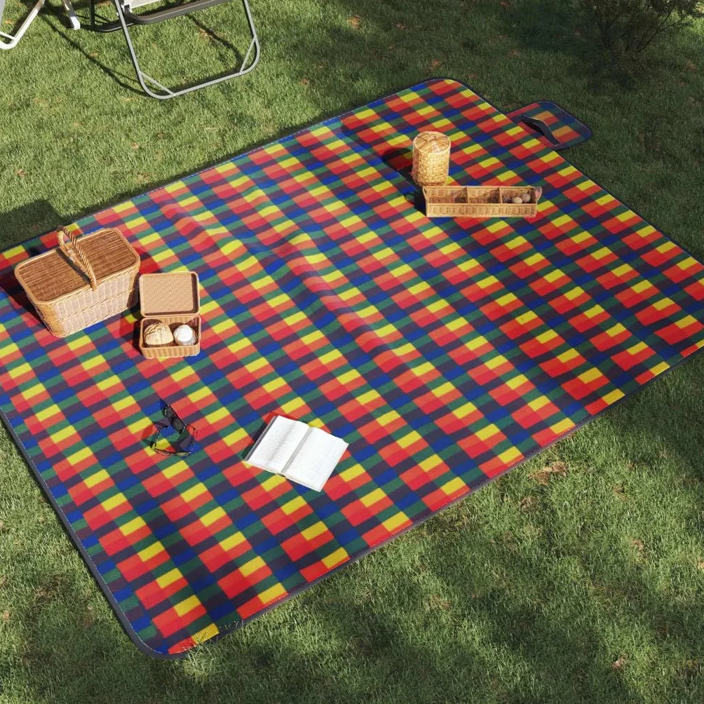 Manta de picnic plegable de terciopelo con esponja y papel de aluminio, impermeable, con bolsa de transporte, para picnic, camping, playa