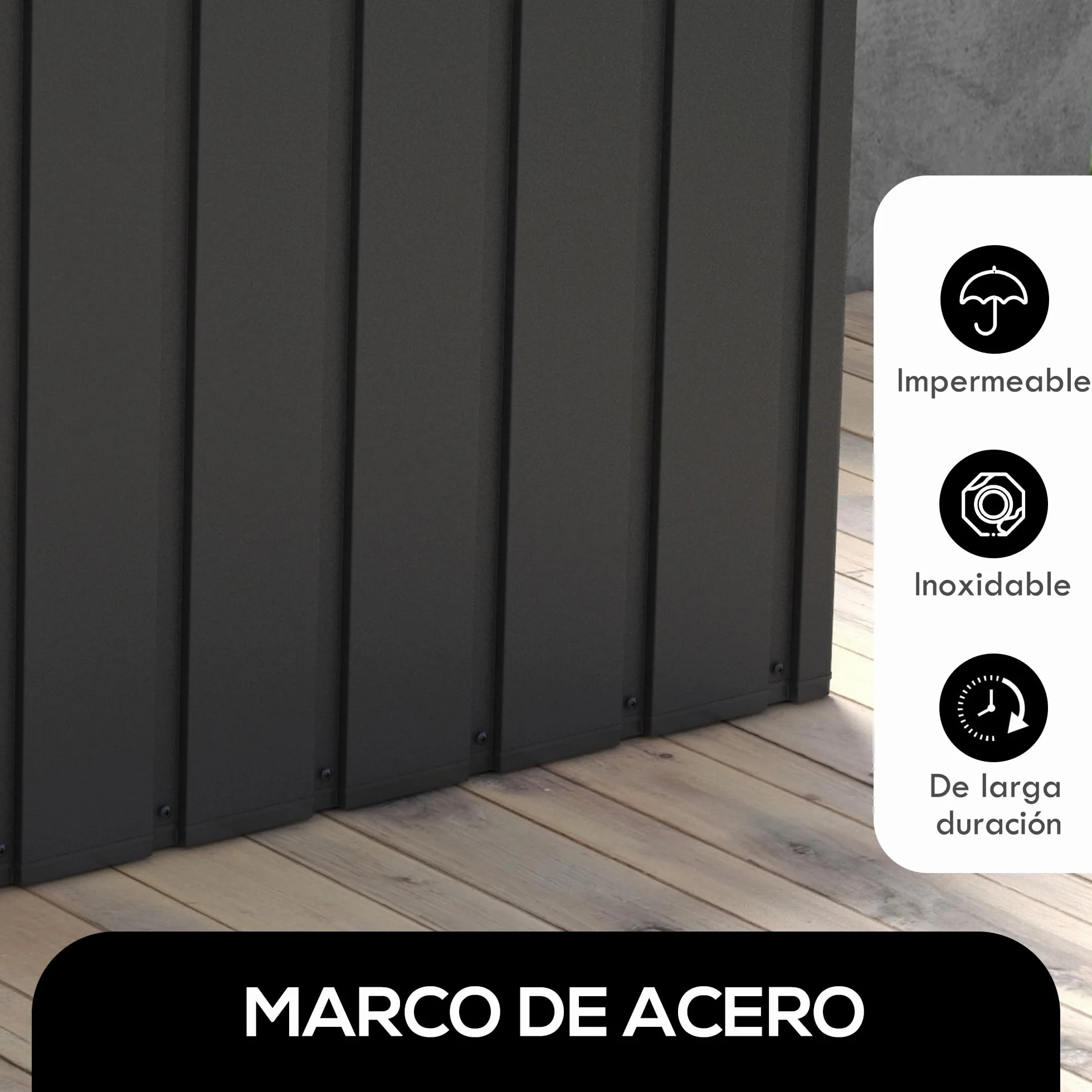 Outsunny Baúl Almacenaje Exterior 450L Acero 125,5x61,5x70 cm Gris Oscuro