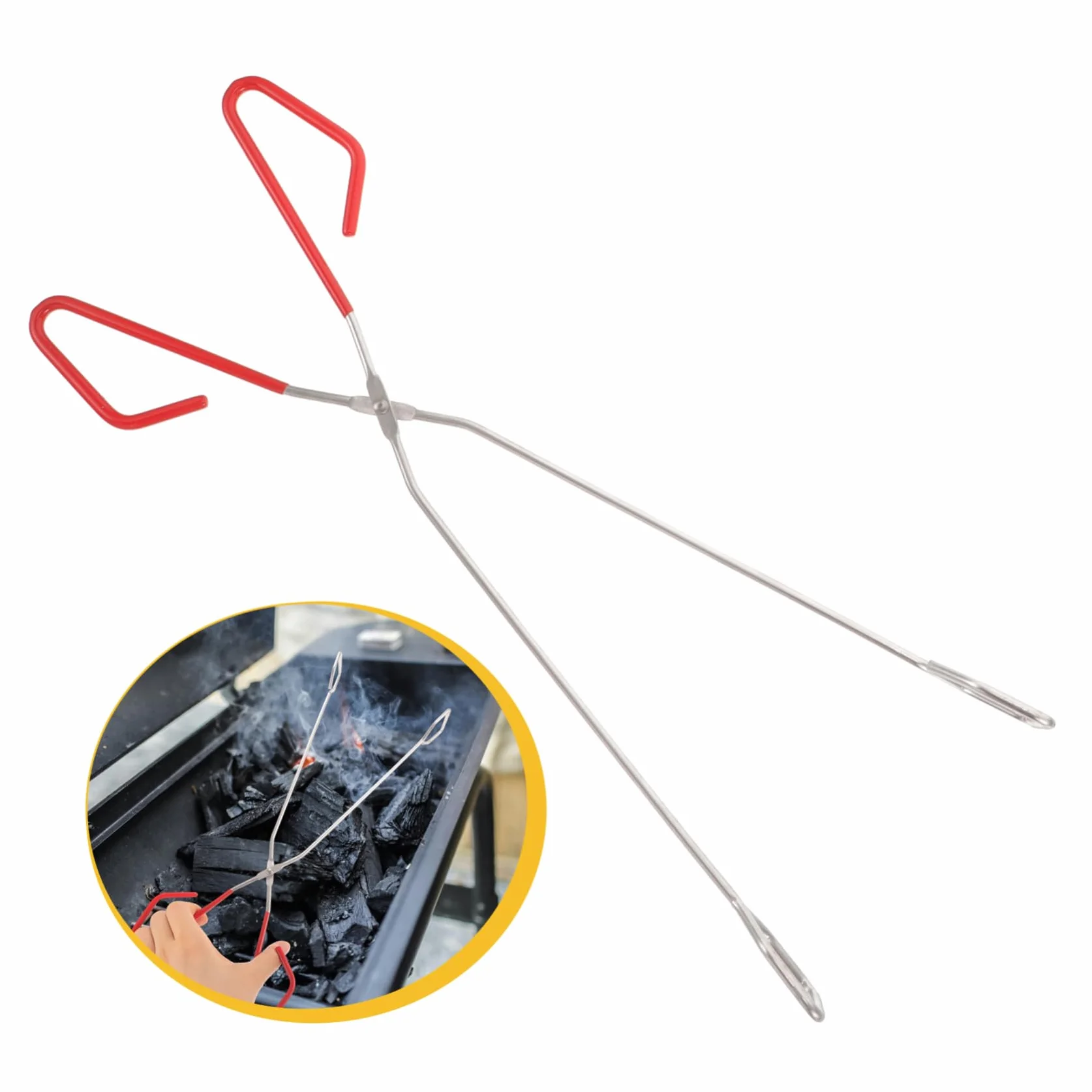 ibasenice 4 Piezas Pinzas de extendidas fosa agarrador de troncos pequeño madera Accesorio el acontecimiento tenazas cocina clip de carbón alargado pinzas para carbón Acero inoxidable