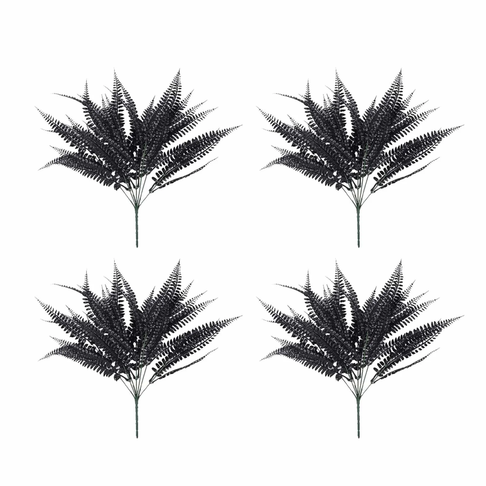 Helecho de plástico negro decorativo para interiores y exteriores, en maceta