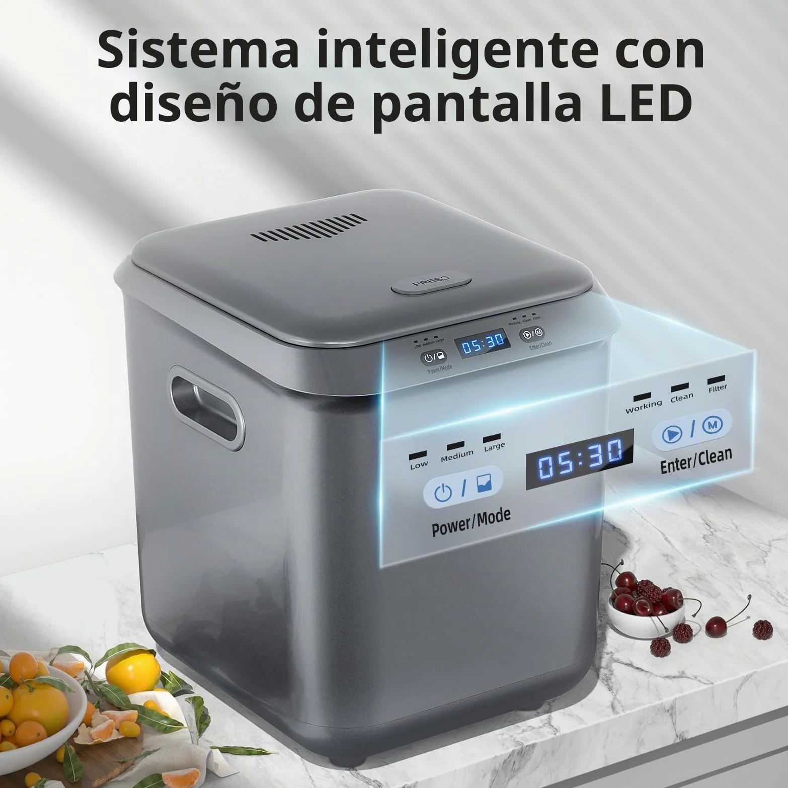 Compostador eléctrico para cocina: contenedor de abono inteligente, sin olor, limpieza automática, pantalla LED, contenedor de compostaje automático