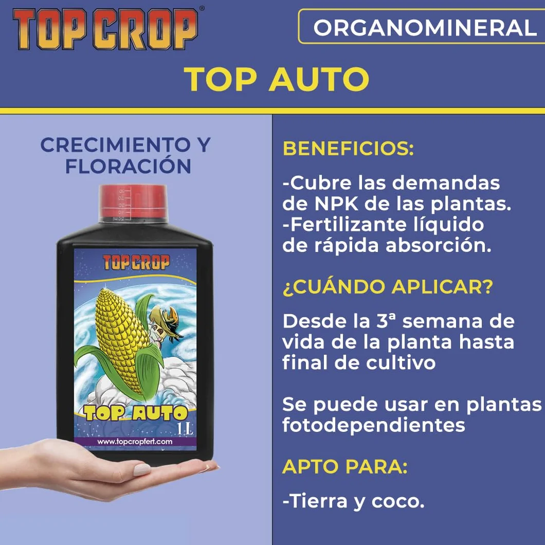 Top Auto 250 ml Fertilizante Líquido NPK Completo para Plantas Autoflorecientes Crecimiento y Floración
