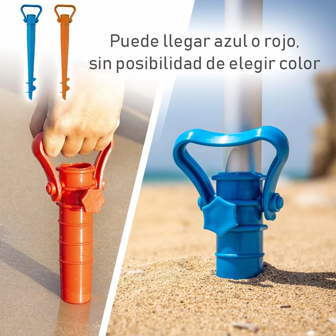 LOLAhome Sombrilla de playa UPF+50 Ø 180 cm acero nylon azul
