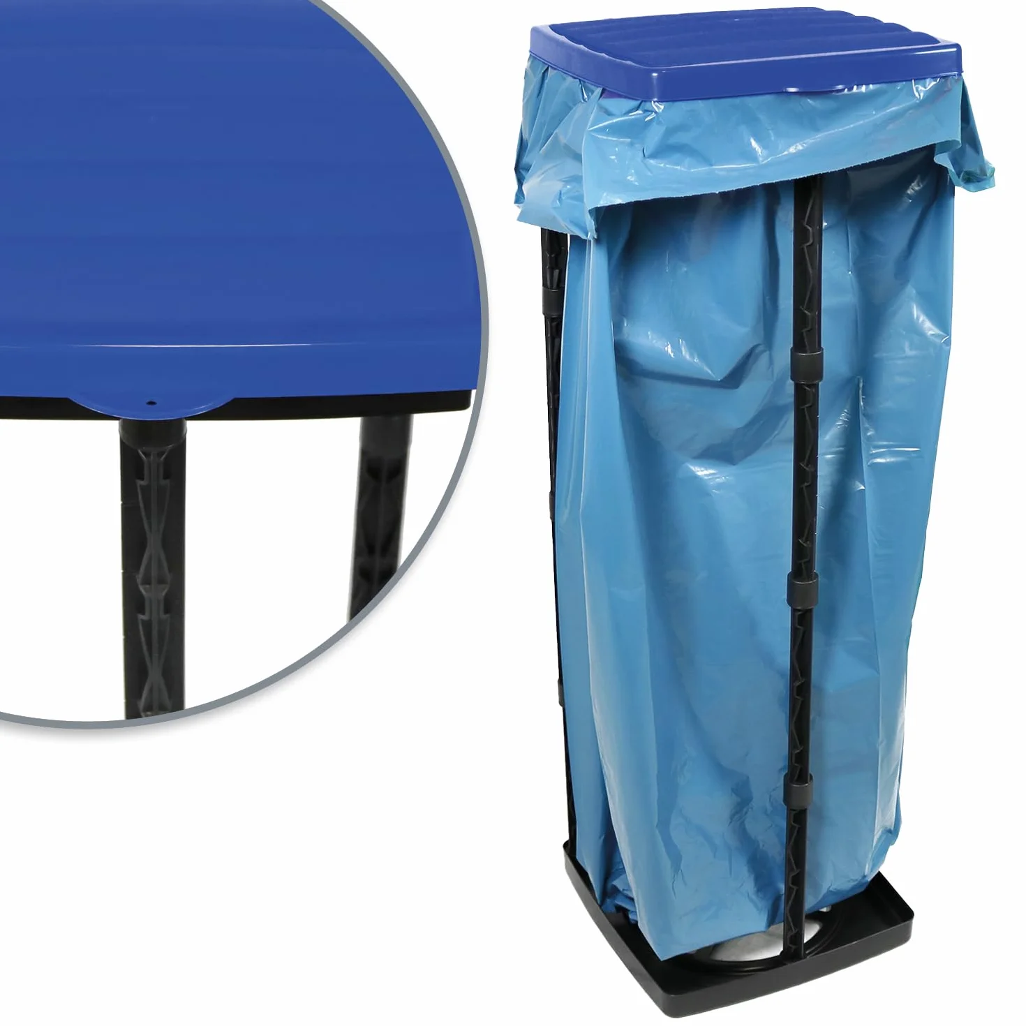 com-four® 3X Soportes para Bolsas de Basura con Tapa - 3 Alturas - Amarillo (3X - Azul)
