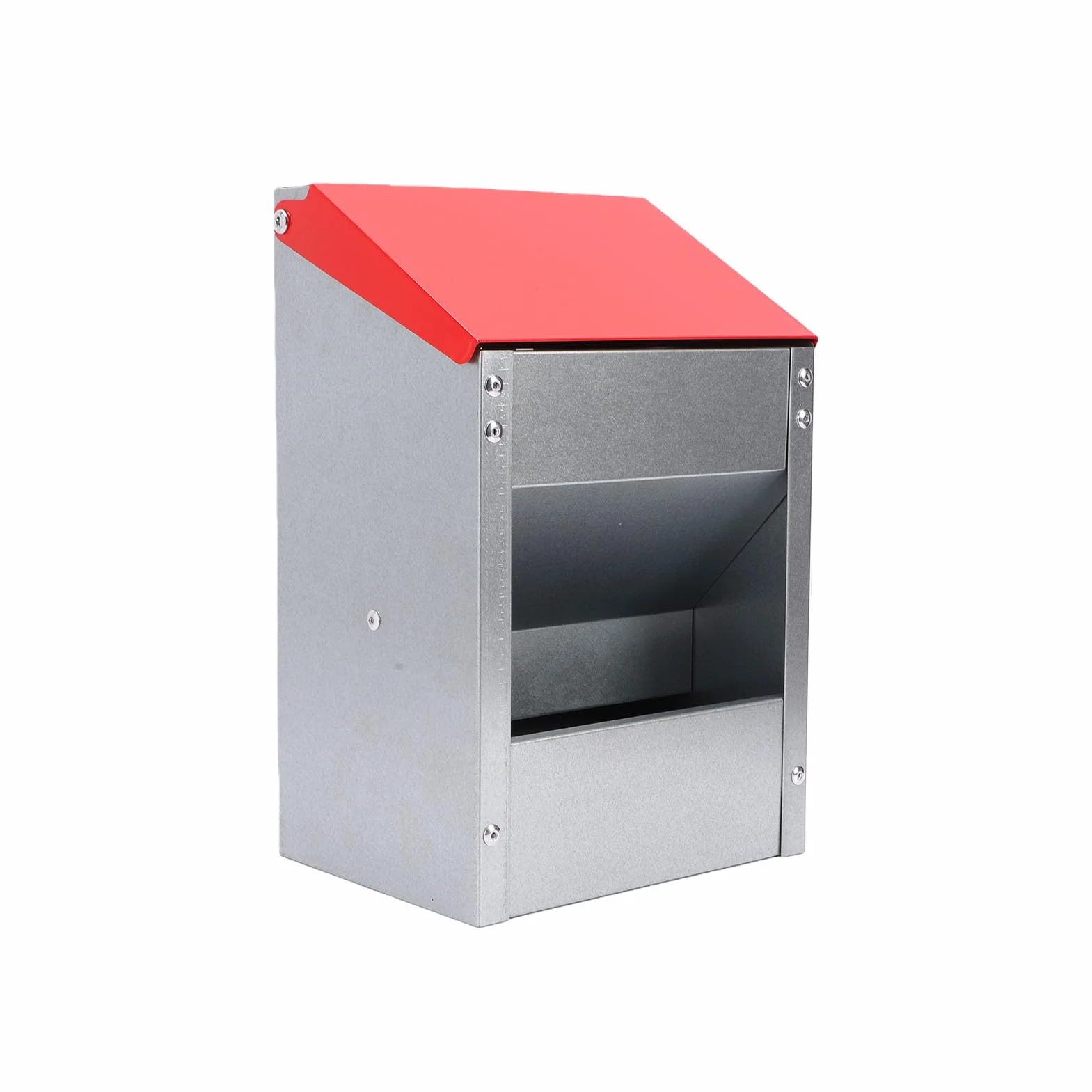 Naroote Comedero para Pollos Galvanizado para Cocina Al Aire Libre, Capacidad de 10 Libras |Comedero para Aves de Corral Resistente a la Intemperie, Montaje en Pared, sin Desperdicio, Galvanizado y