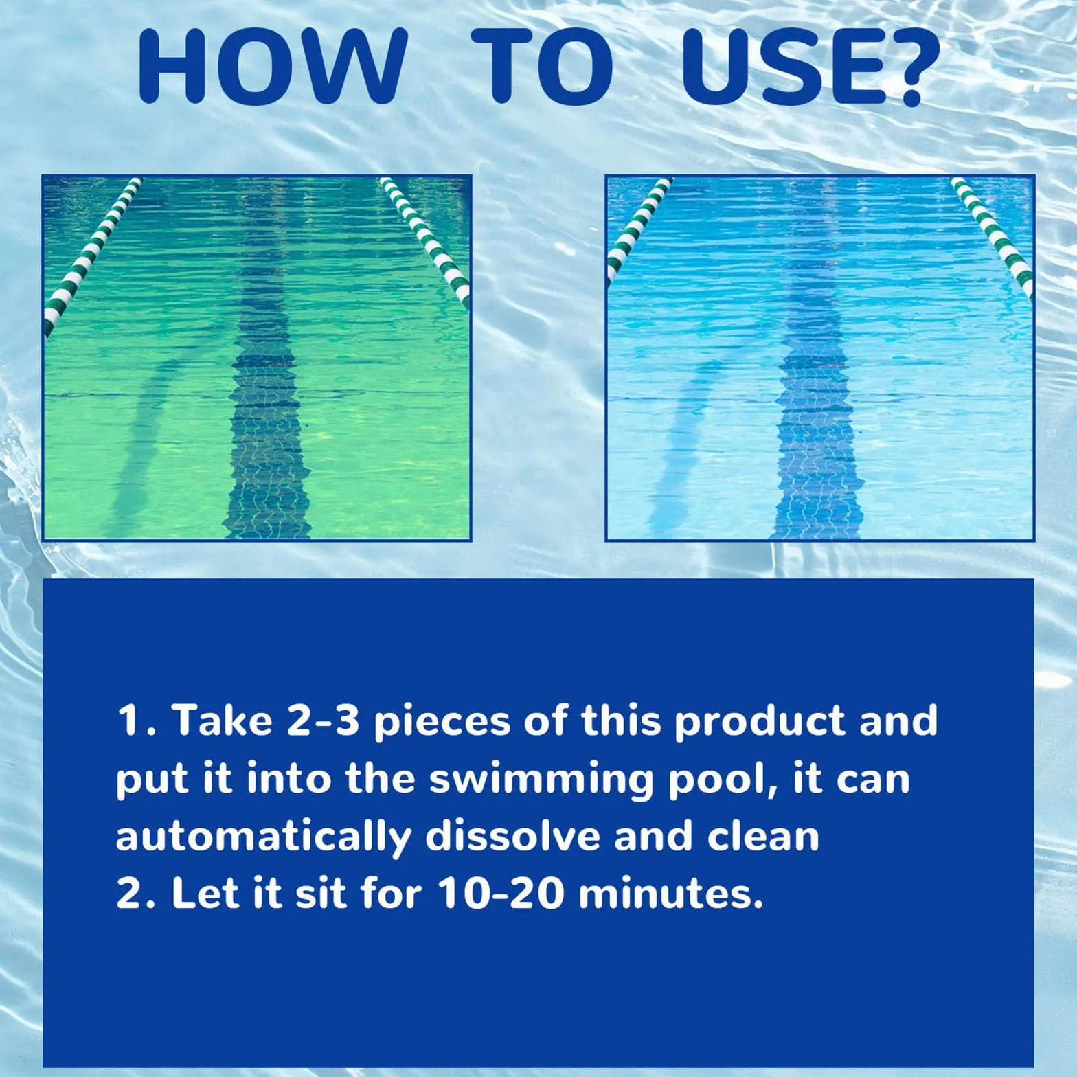 Pool Cleaning Tablets 2Pcs for Crystal Clear Water