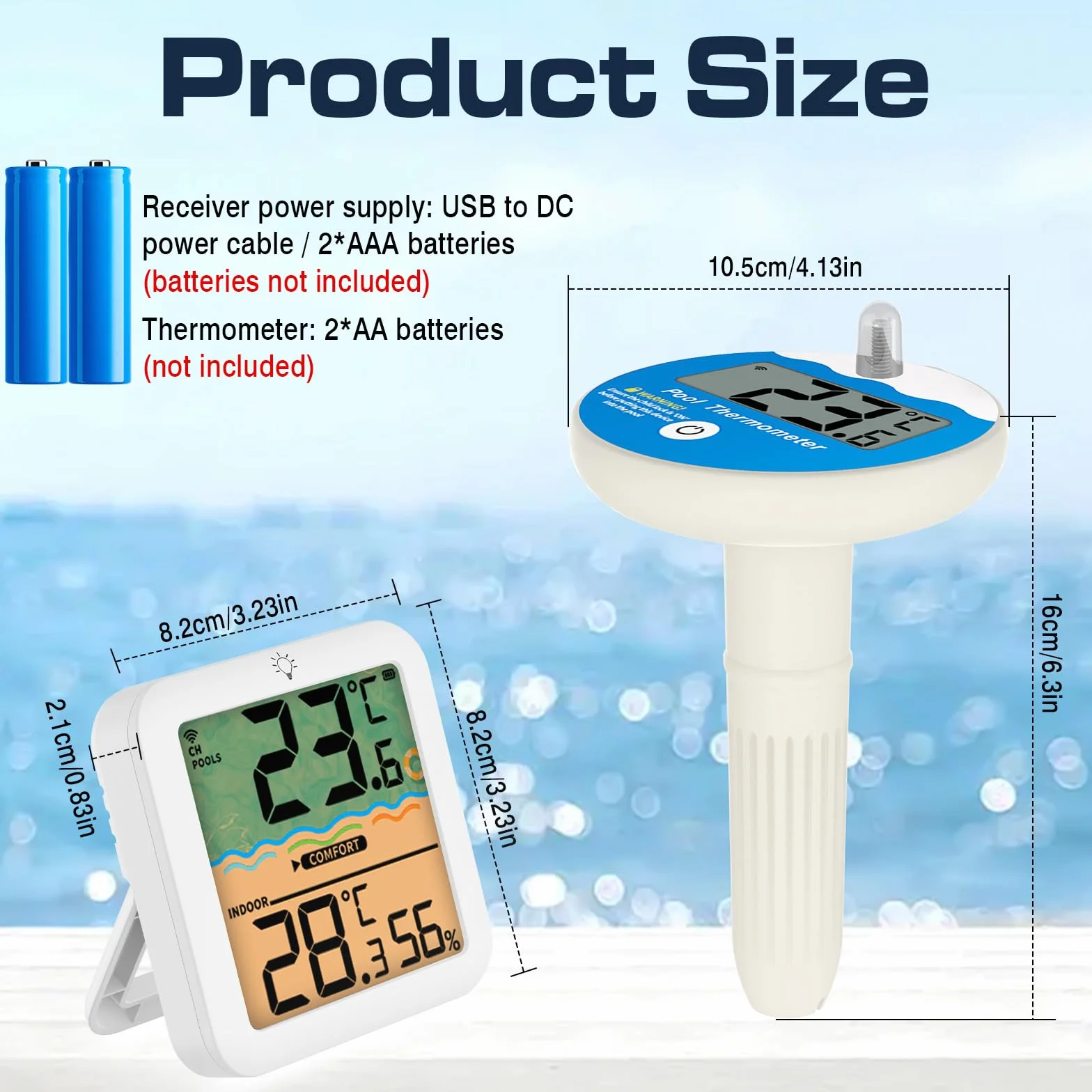Termómetro Flotante para Piscina IP68 Impermeable Inalámbrico Bajo Consumo Alcance 100m