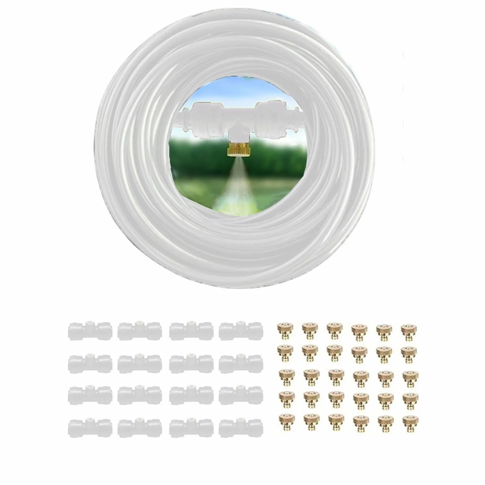 Kit Nebulizador Terraza Jardín, Boquilla Kit de Riego Automático, Sisteme de Nebulización Refrigeración, DIY Enfriamiento Nebulizadores ( Size : 20M(65.6ft)-30 nozzles )