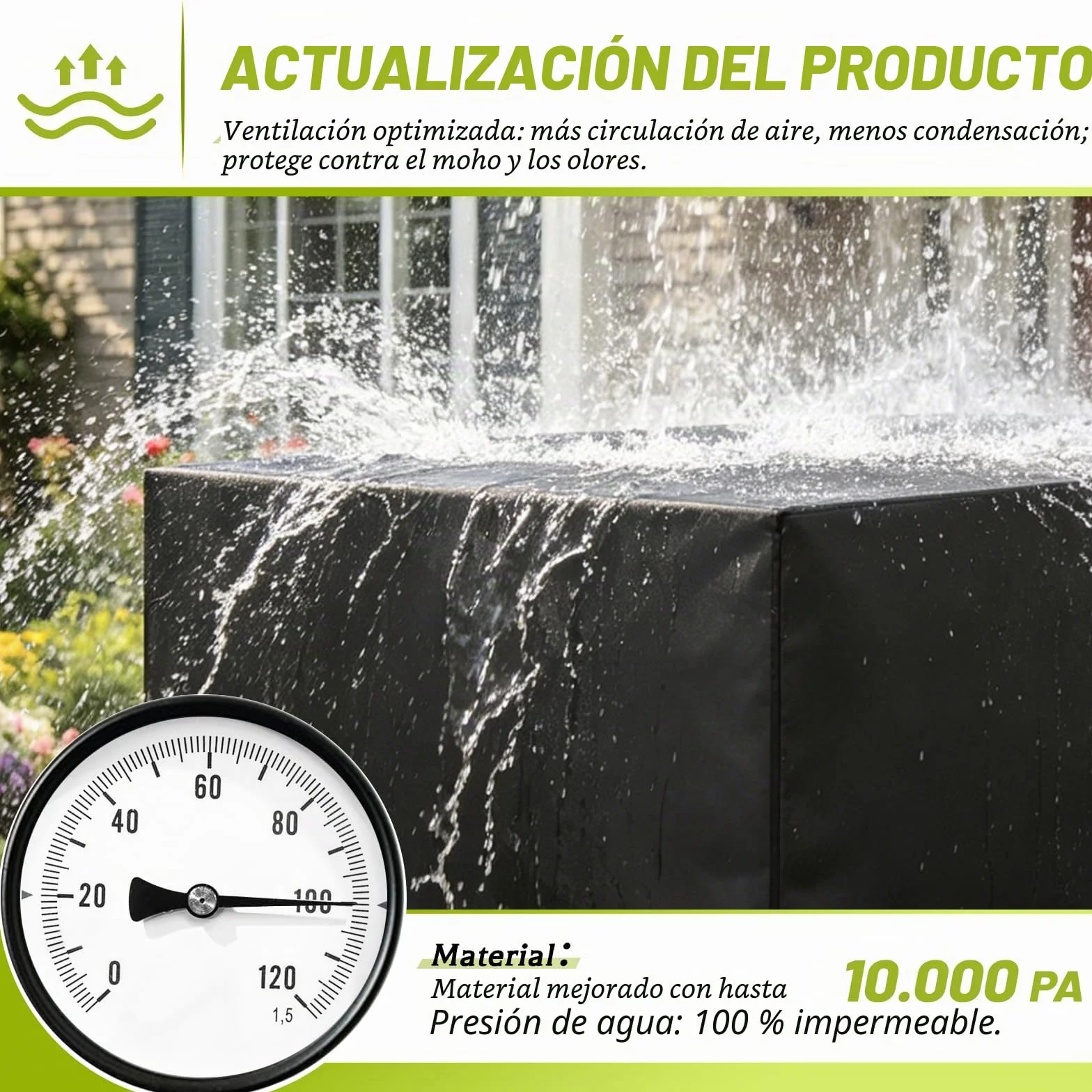 Funda Para Muebles de Jardín, Protectora Anti UV Anti Viento, Cuadrada 213x132x72cm Negro