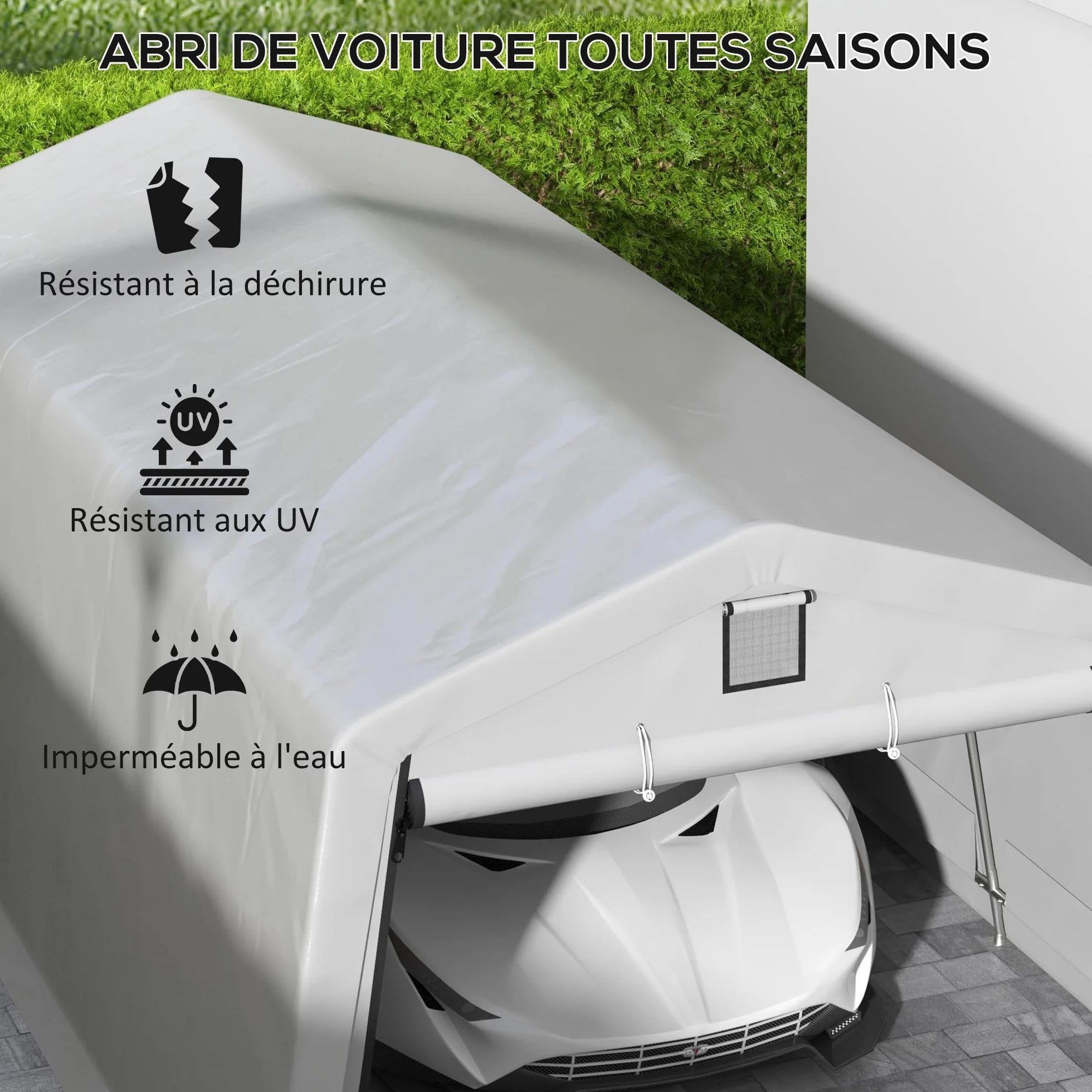 Outsunny Cobertizo portátil independiente 6,2x3,3x2,4 m acero galvanizado PE 150 g/m² impermeable anti-UV