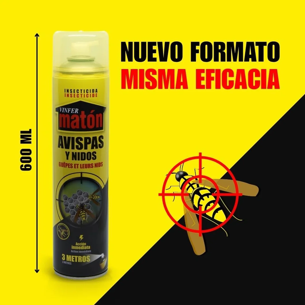 VINFERMATON Insecticida Avispas y Avisperos Exterior Pack 2×600 ml Antiavispas Alcance 4 m Acción Inmediata Profesional