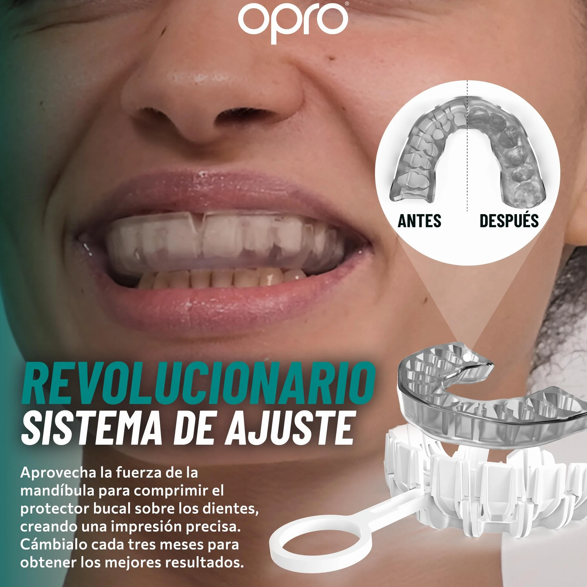 OPRO Protector nocturno para bruxismo, alivio ATM, ajuste entallado, estuche incluido