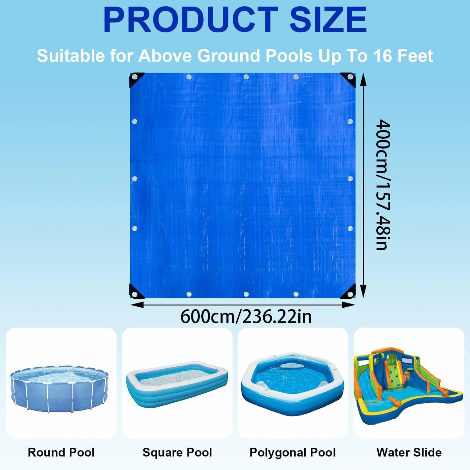 Base Protectora para Liner De Piscina Resistente E Impermeable con Ojales | Protector Liner Evita Piedras en exteriores, patios, villas, hoteles, jardines, propietarios y entusiastas