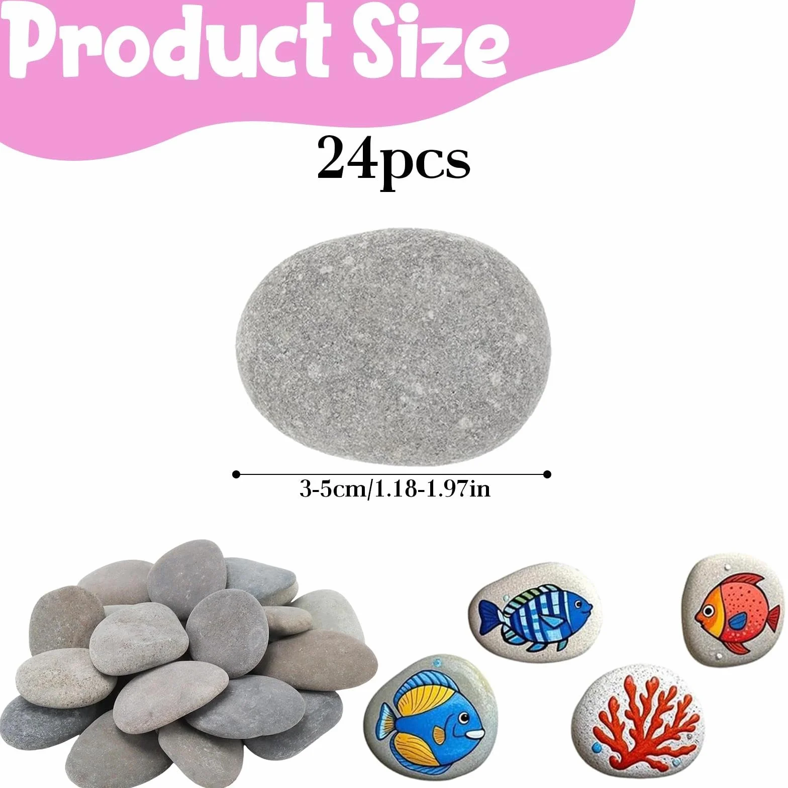 Kit de Pintura para Niños Piedras Decorativas 24 Piezas 3-5 CM Creativo Juego de Pintura de Roca Manualidades