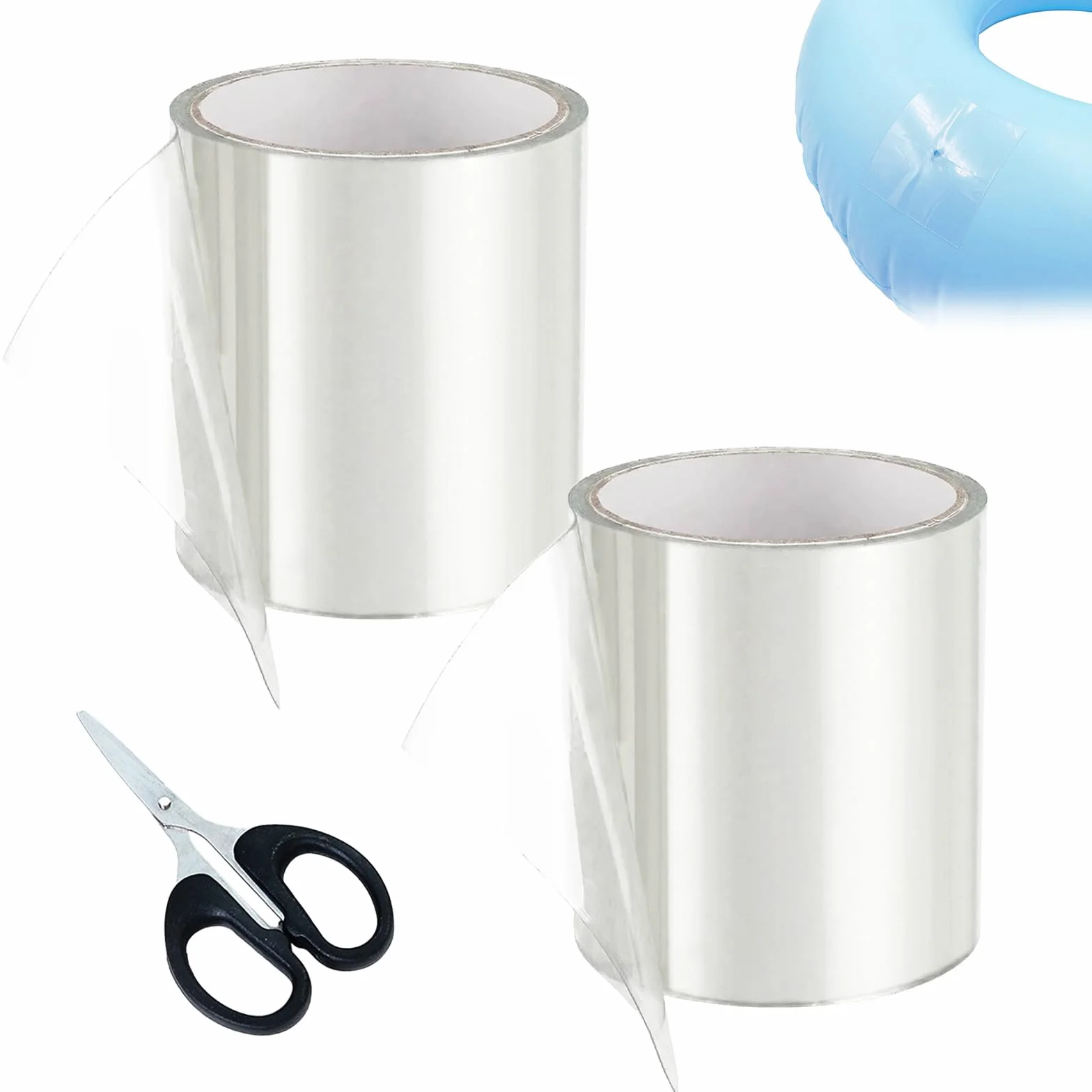 Parches Piscina Bajo Agua Transparente 10x150 cm + Tijera, Parches para Reparar Superficies de Piscina