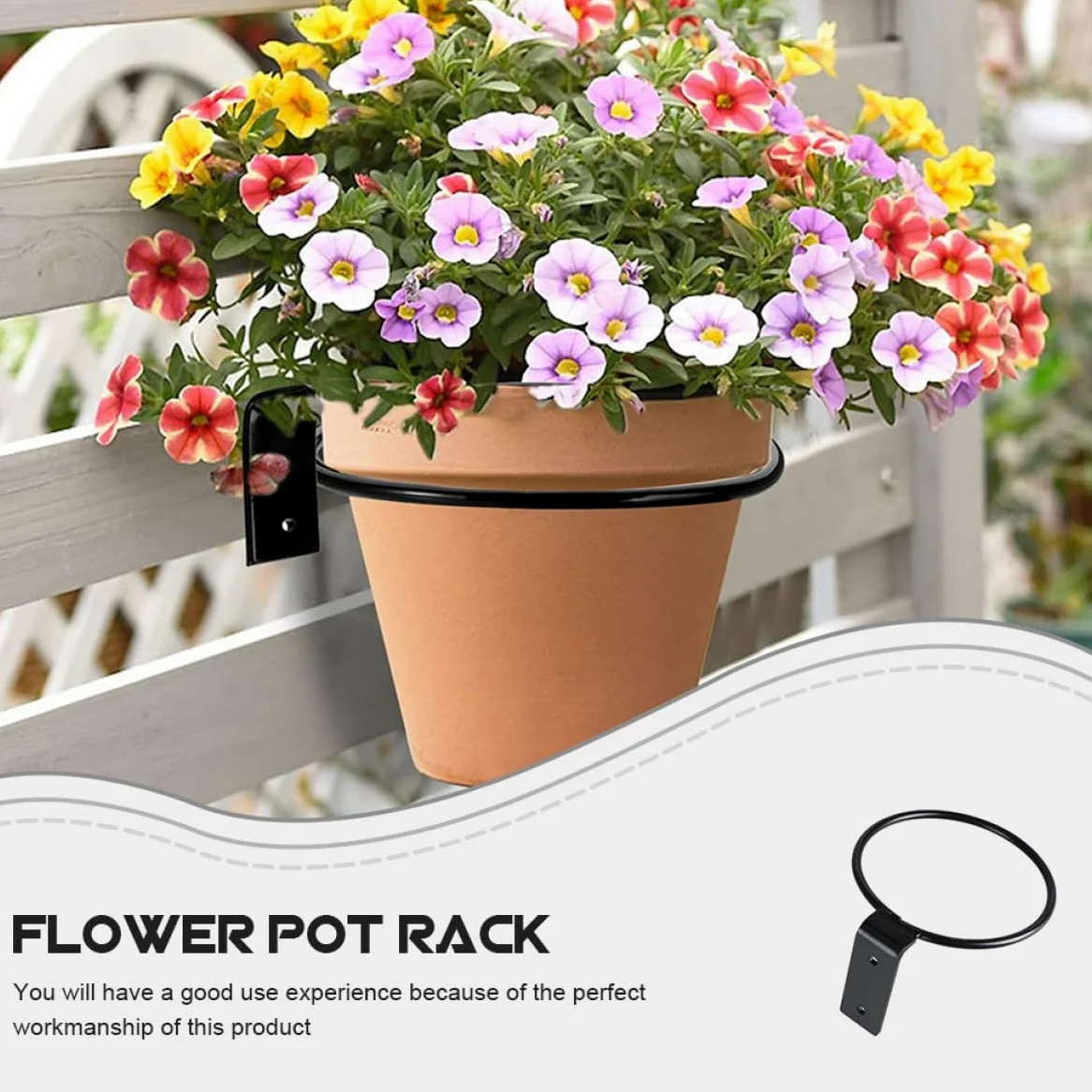 HOMSFOU Soportes para Macetas de Pared 5 Piezas de Hierro 15 Cm Estantería para Flores Jardín Balcón Almacenamiento Vertical Práctico Resistente