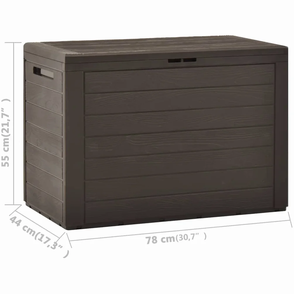 Caja de almacenamiento de jardín exterior 190 L 78 x 44 x 55 cm con tapa y cerradura