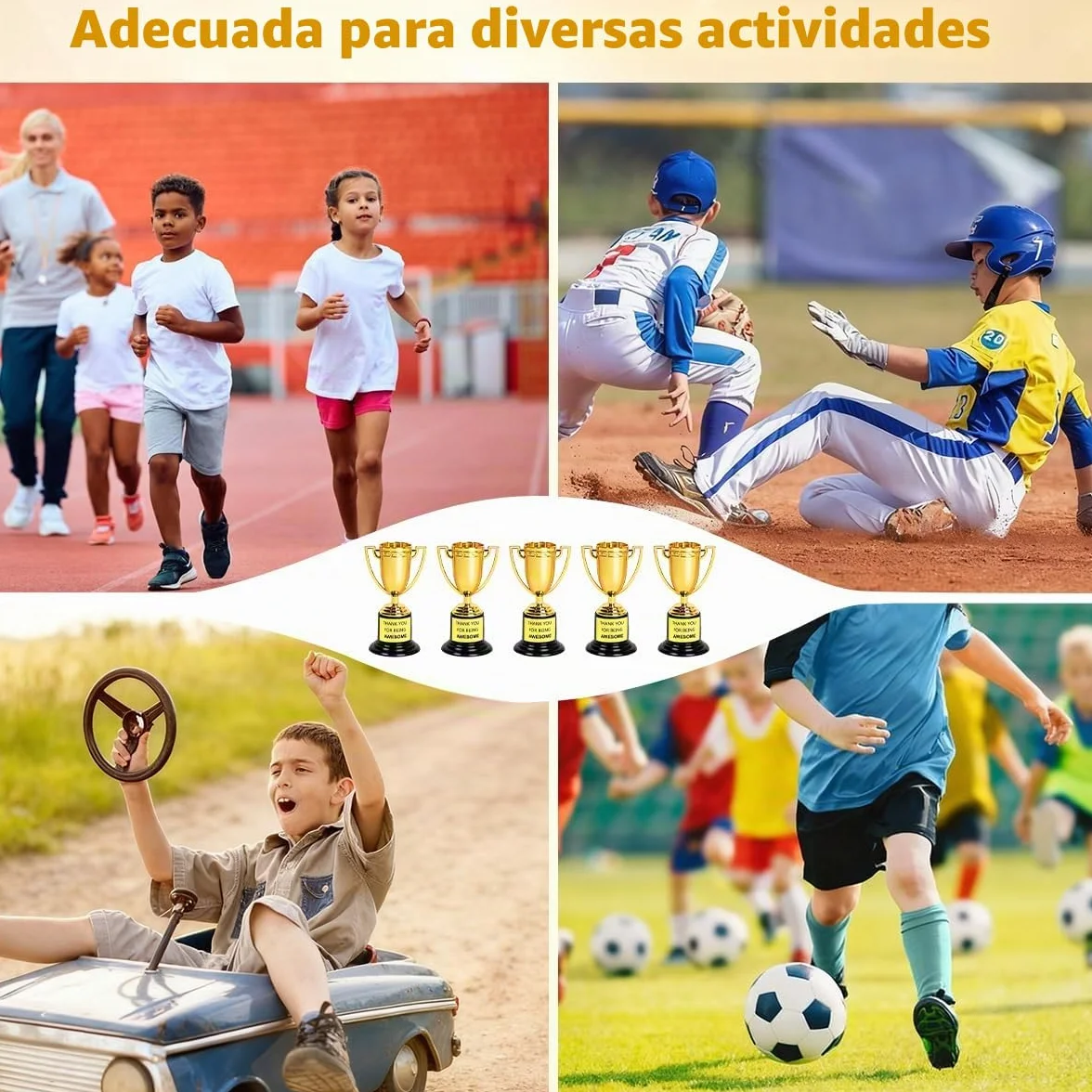 Mini Trofeos de Plástico Dorado 12 PCS Premio para Fiestas Deportivas