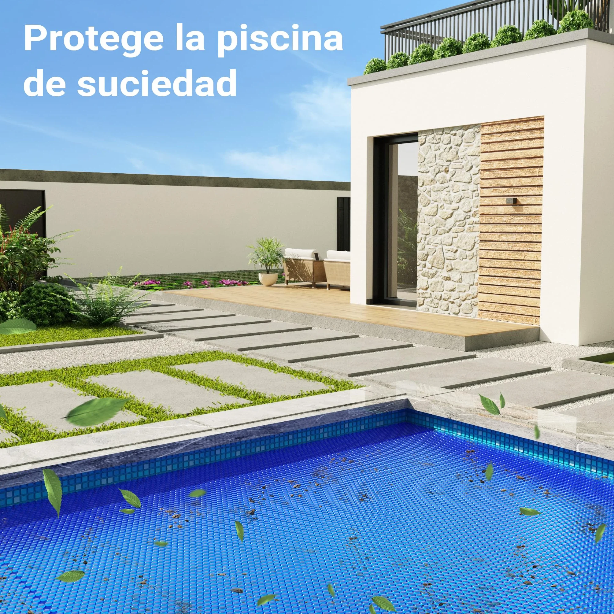 Cubierta Solar Piscina Azul Isotérmica de Burbujas Rectangular 5x8m Cobertor