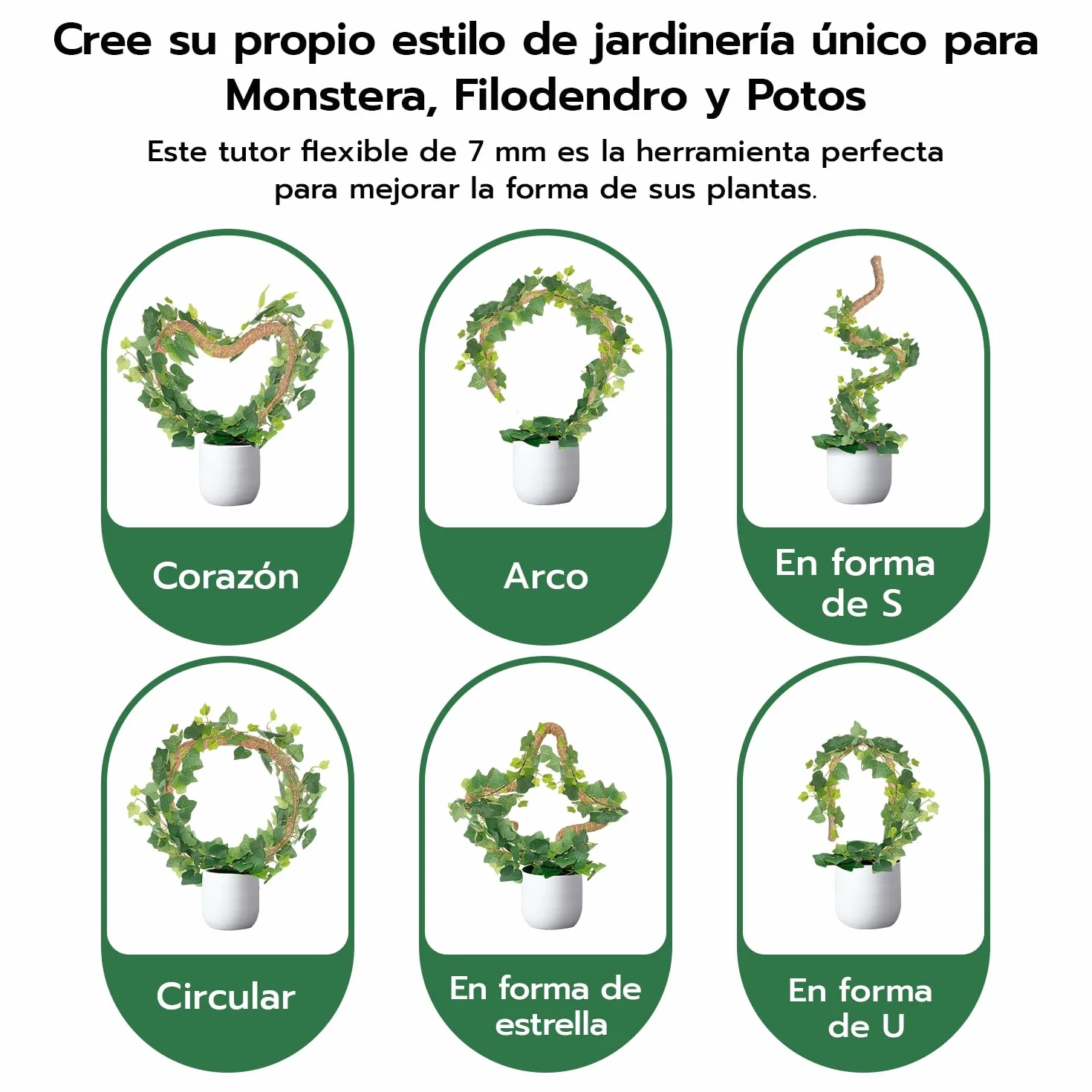 Mcbazel Tutor Plantas Trepadoras 120 cm Soporte Planta Coco Plegable 7 mm