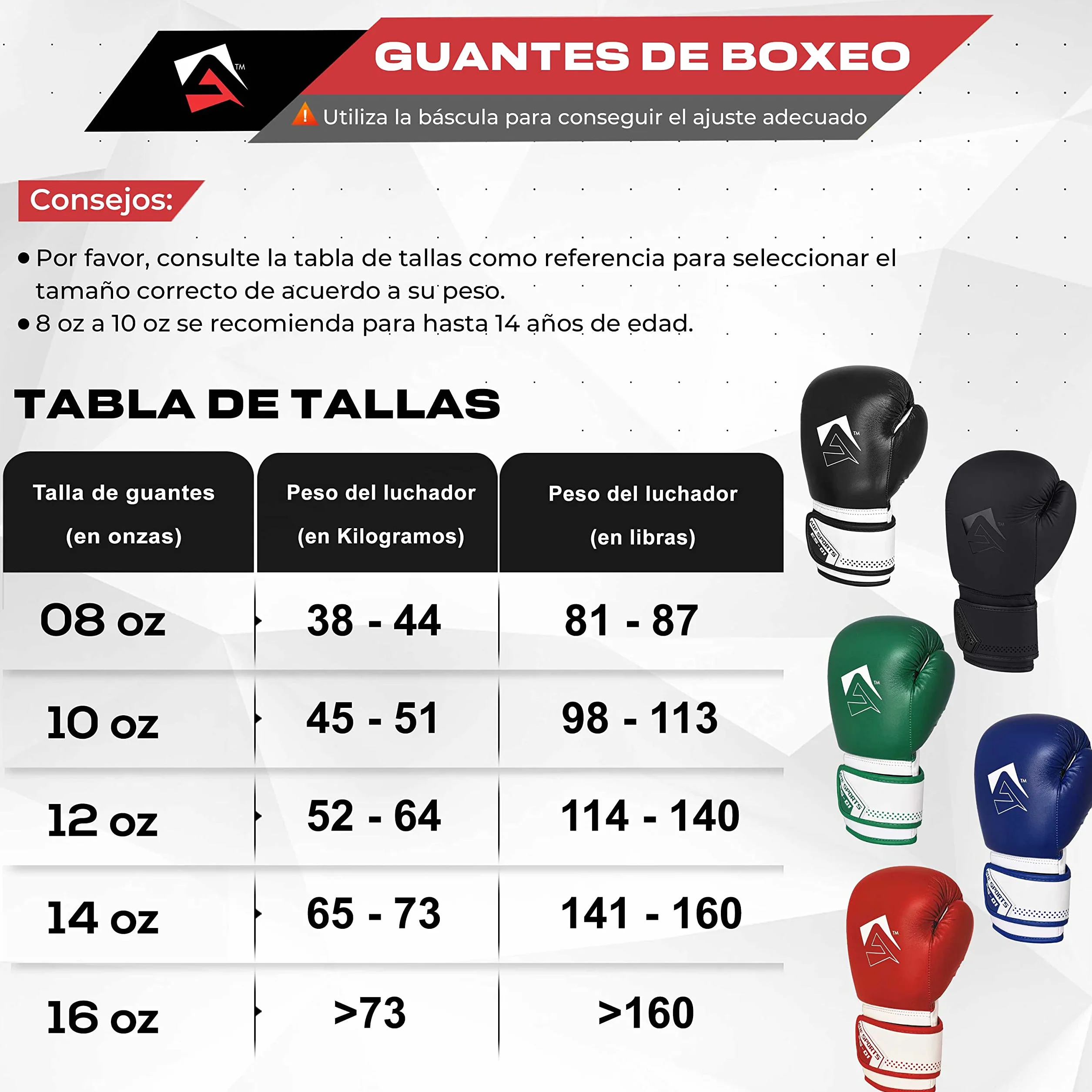 AQF Guantes Boxeo Cuero Saco Boxeo Guantillas MMA Kick Boxing Muay Thai UFC Capa Extra Acolchado 8 10 12 14 16 Oz