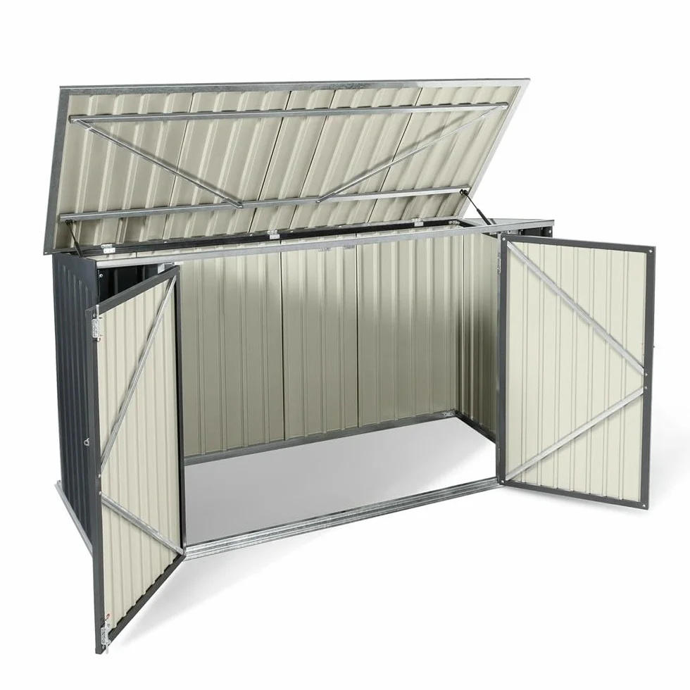 TERRE JARDIN Caseta de Jardín Metálica 210x105x130 cm, Acero Galvanizado, Almacenamiento Exterior