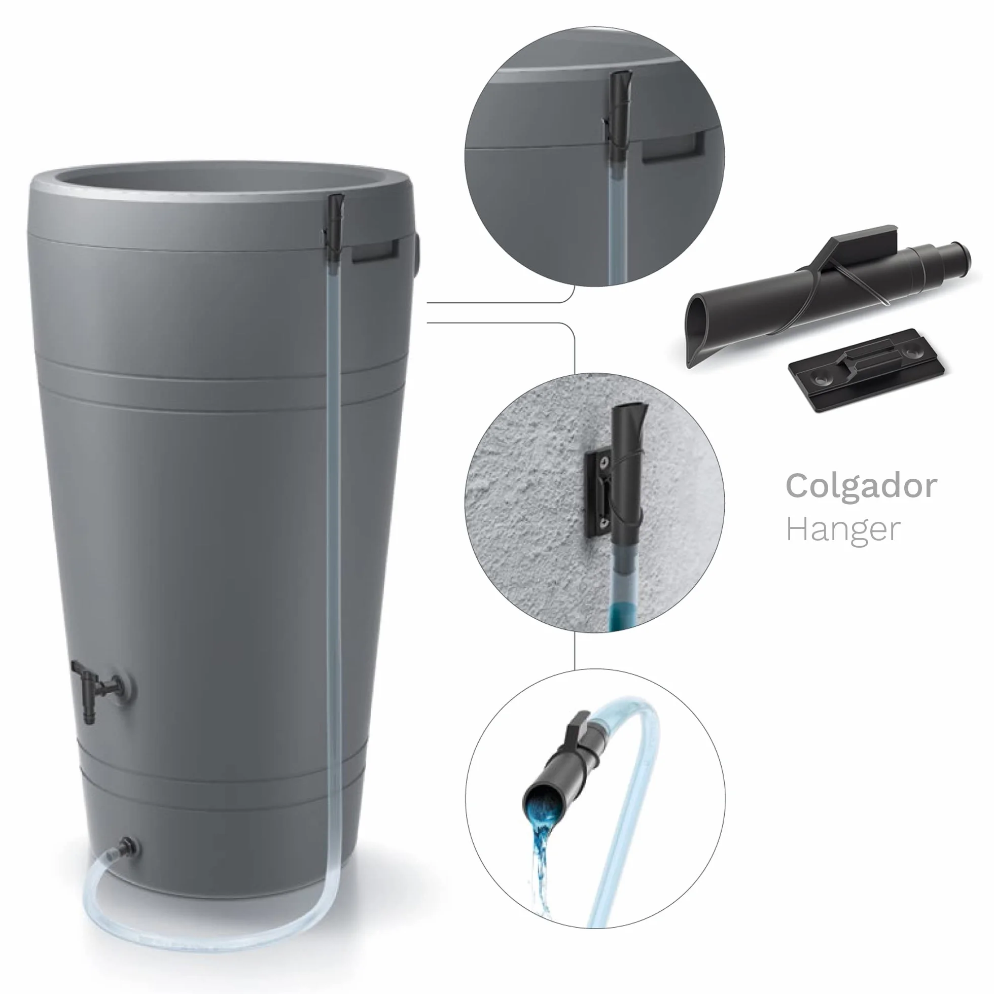Prosperplast Barril de captación de agua Smooth 120l 696 x 594 x 610 mm con accesorios
