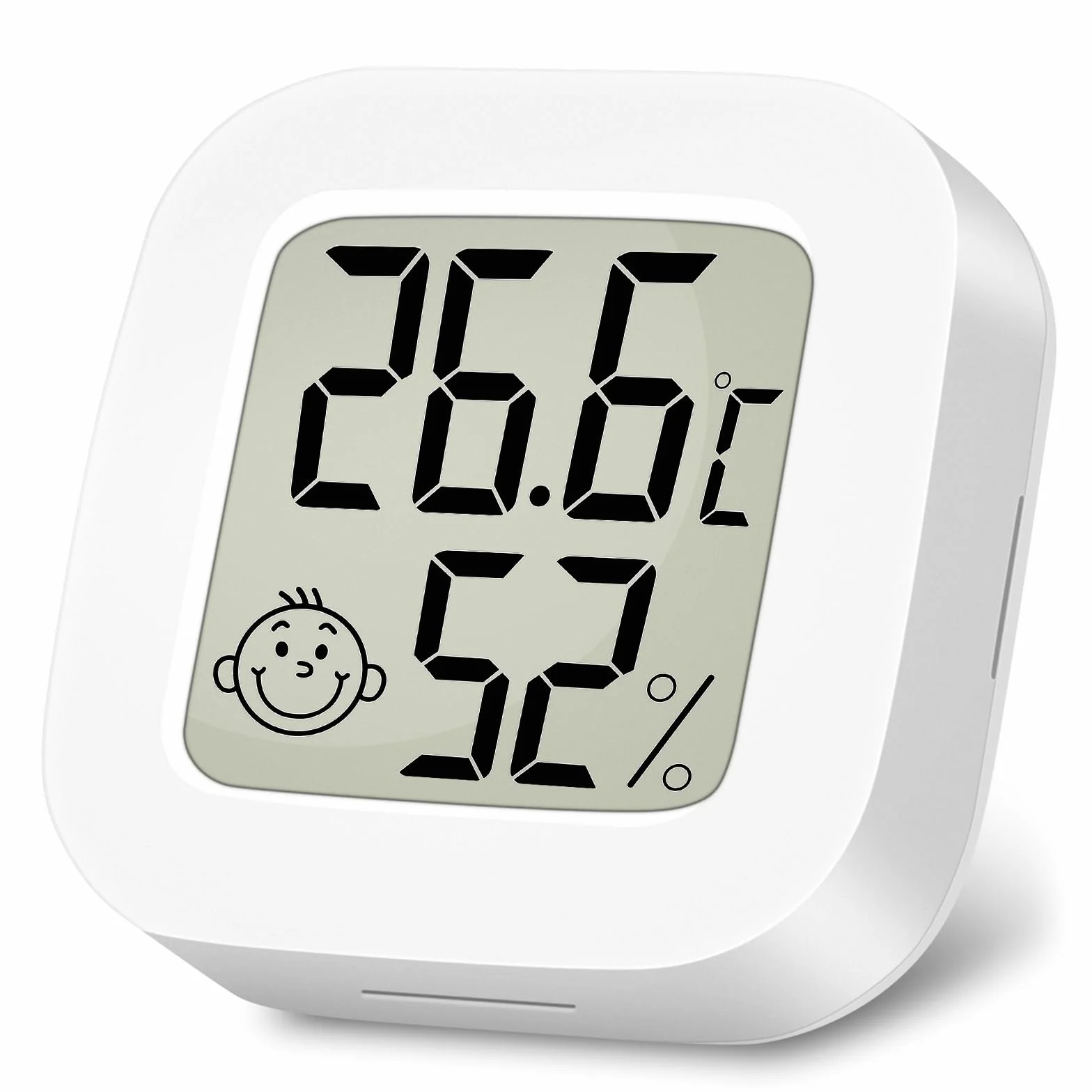 Ainiv Higrometro Digital Termometro, Mini Termometro Interior del Higrometro, Pantalla LED con Logo de Confort, Blanco