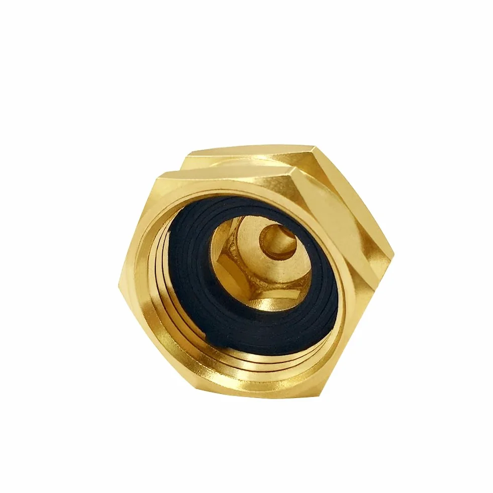 Joywayus Adaptador de grifo estándar de latón de EE. UU. Convierte rosca hembra de manguera de jardín de 3/4 pulgadas GHT a adaptador de tubo de compresión OD de 1/4 pulgadas (paquete de 2)
