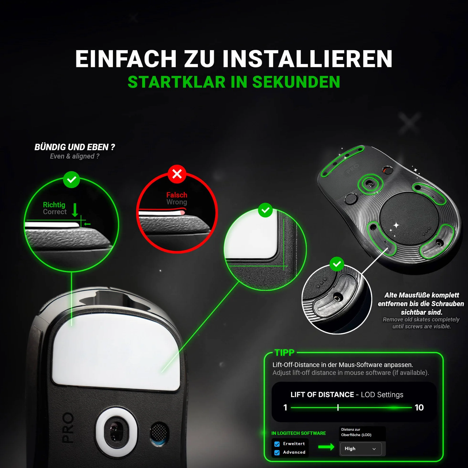 SensoryBoost HPS Glides PTFE Mouse Skates compatibles con Logitech G Pro X Superlight 2