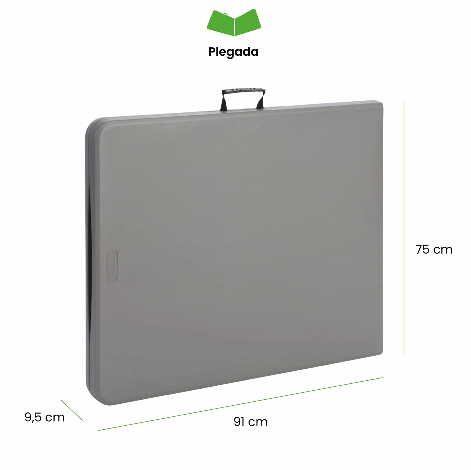 Conjunto Mesa Plegable y Sillas Terraza, Pack 4 Sillas PVC con Reposabrazos y Mesa Plegable Rectangular Tipo Maleta 180x76 cm, para Exterior, Camping, Comedor Auxiliar y Hostelería