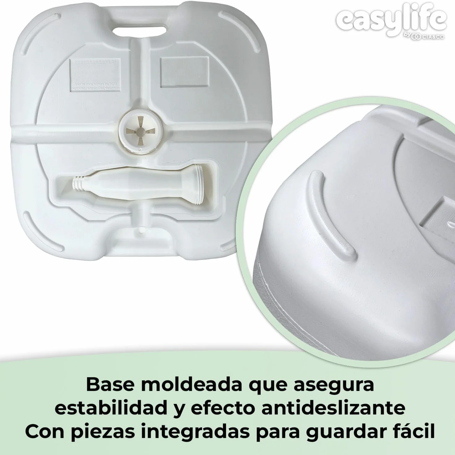 Base de Sombrilla XXL 45x45x14 cm Rellenable 25 kg Rosca Universal Ajustable 18-38 mm Uso Exterior