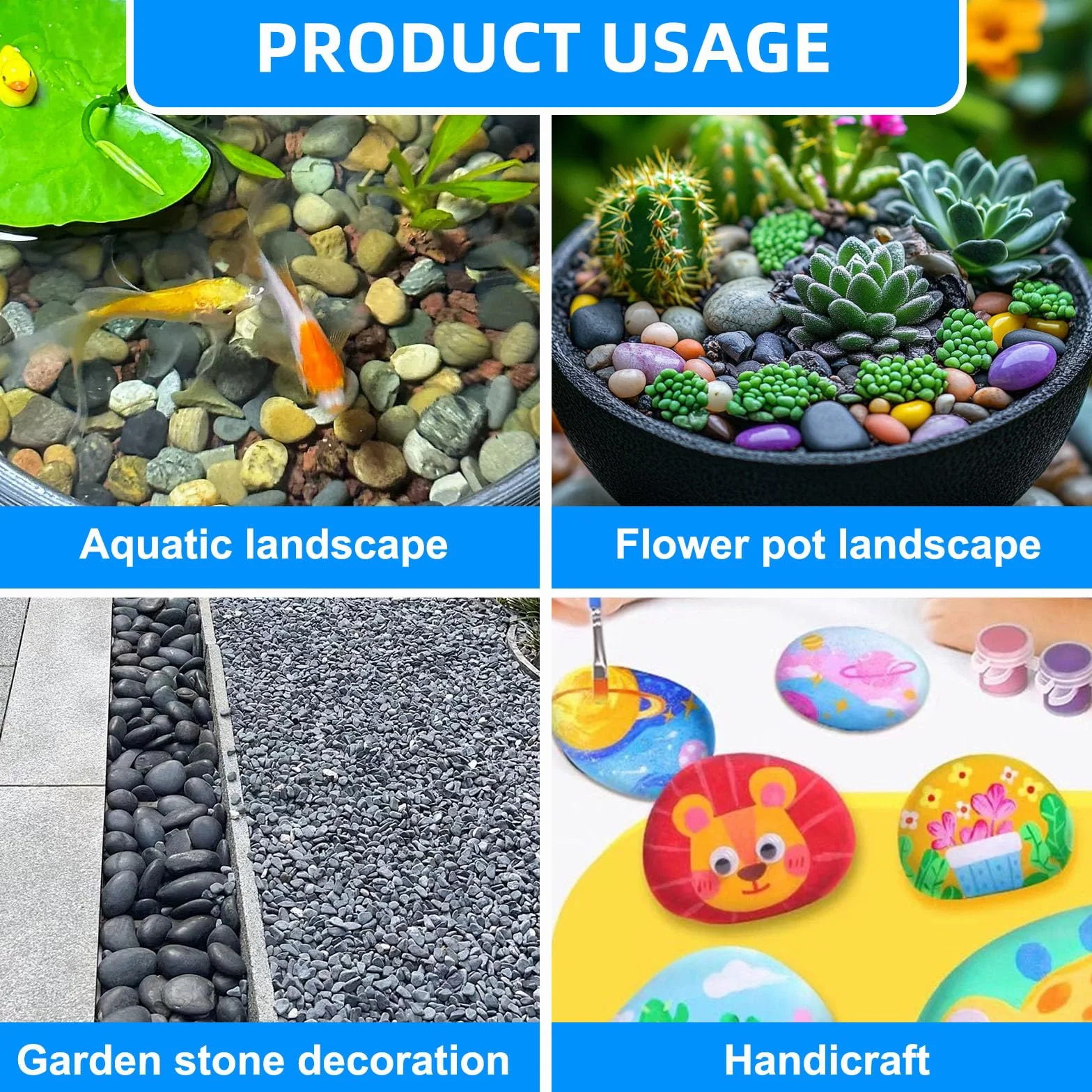 Piedras para pintar planas 1-3 cm, guijarros decoración jardín acuario regalo
