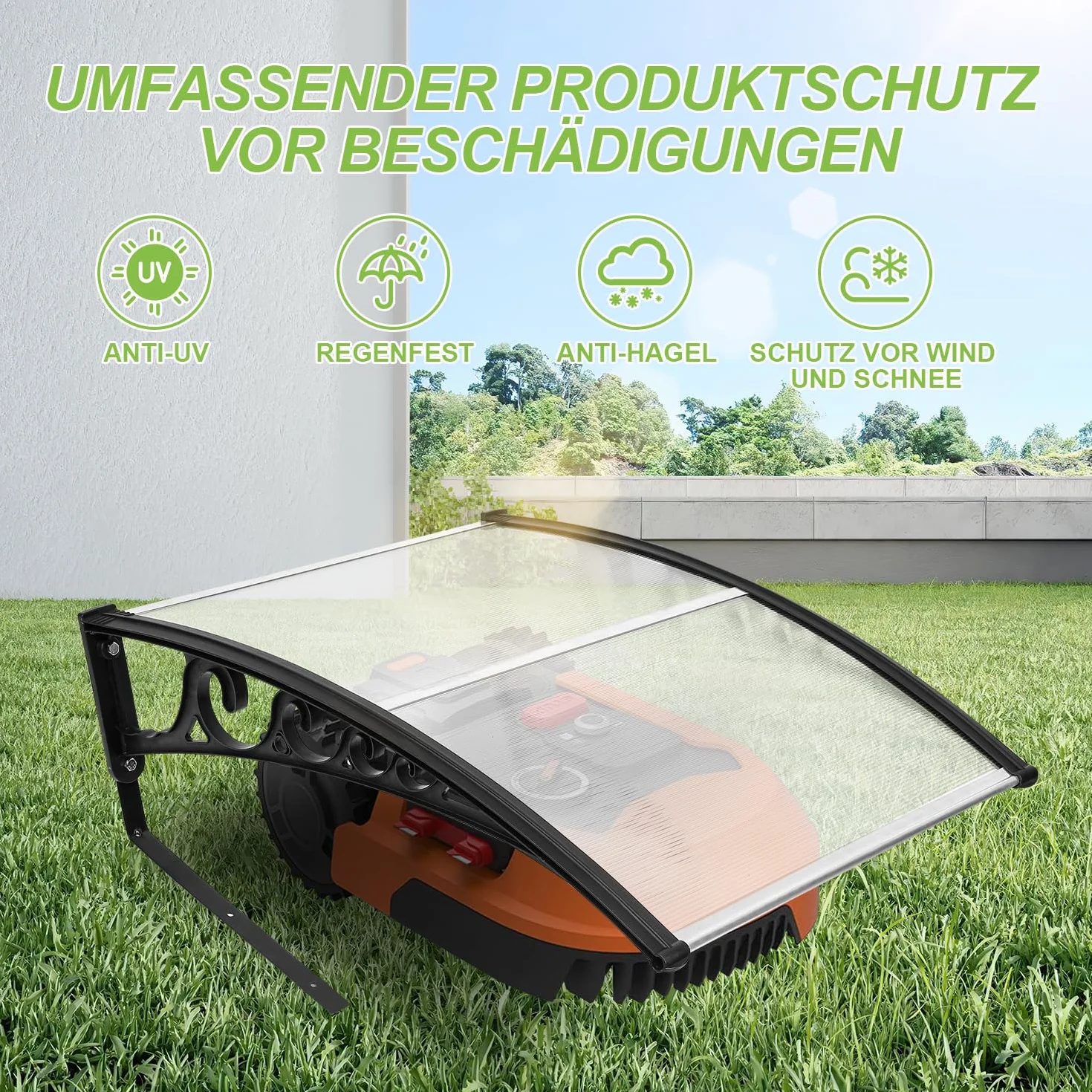 Robot cortacésped Garaje Techo Carport 106 x 87 x 50 cm Automower protección lluvia granizo UV