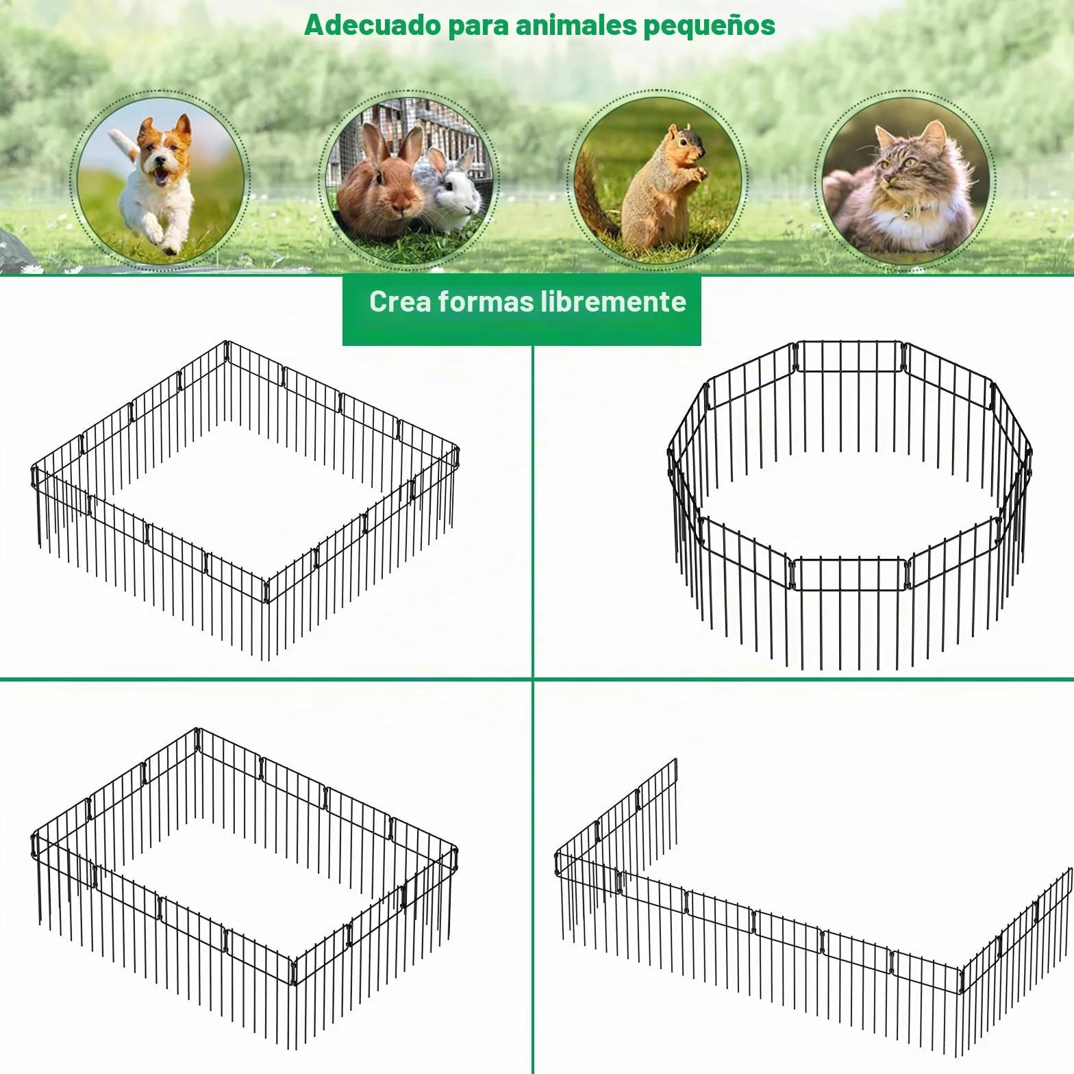 LIANTRAL Vallas de jardín, barreras animales, Valla metálica, 19 piezas | Valla decorativa al aire libre, vallas animales para perros y conejos, valla sin excavación, Antióxido, total 43 cm x 6,27 m