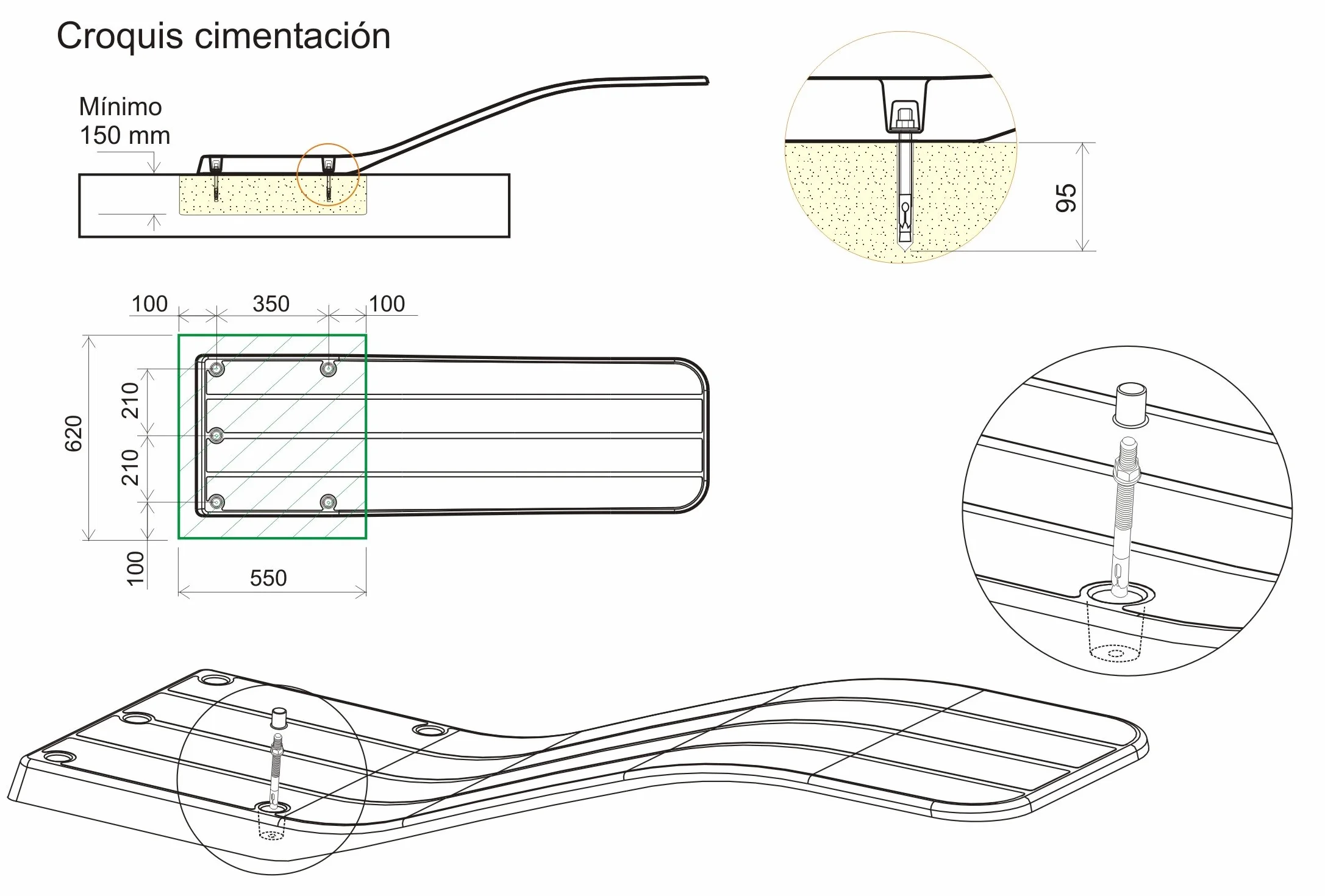 Trampolín Piscina Resistente Fibra Vidrio Antideslizante con Anclajes, Modelo Bali Azul