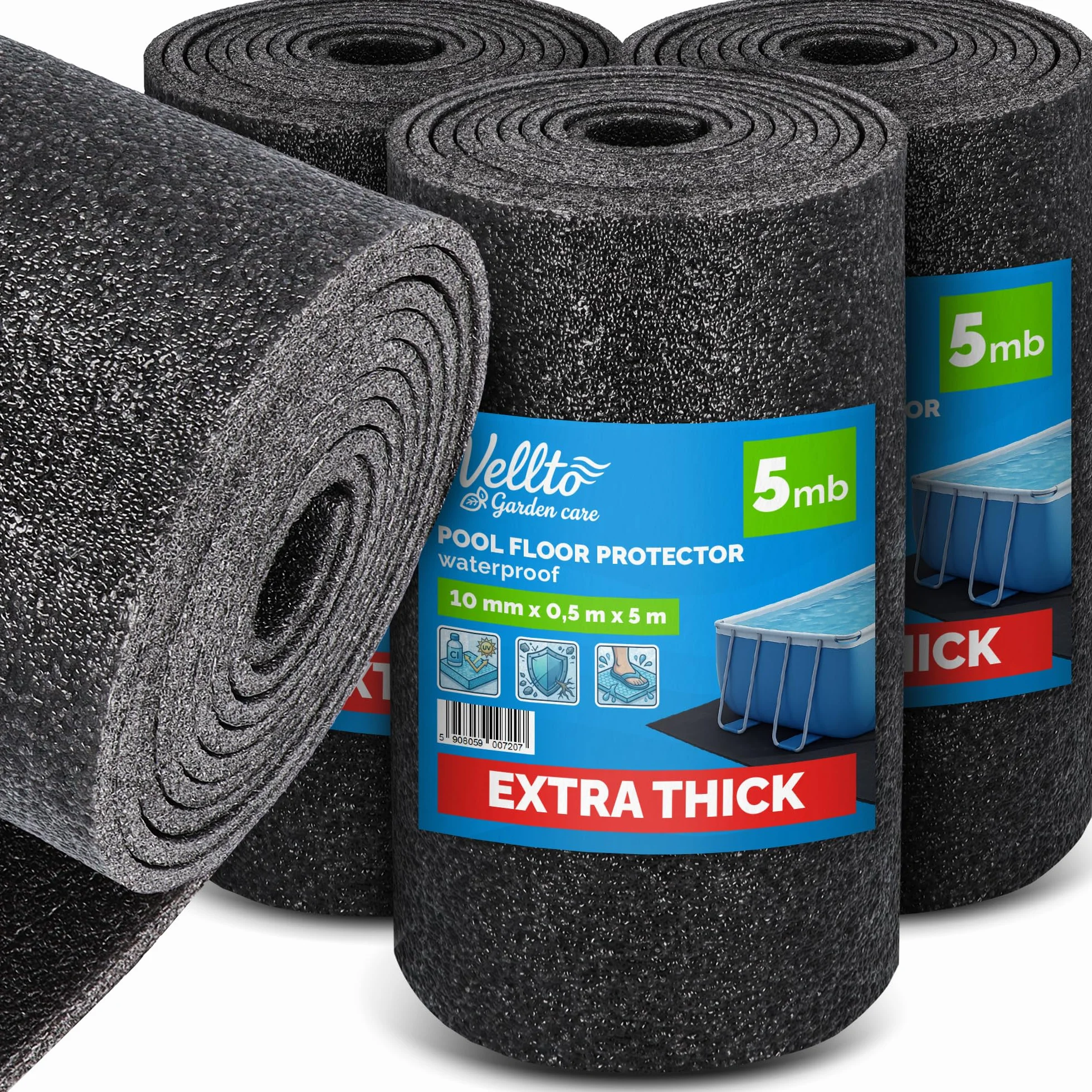 Alfombra Protectora Suelo Impermeable Espuma Gruesa 10 mm 15 m Piscina Jardín Robusto