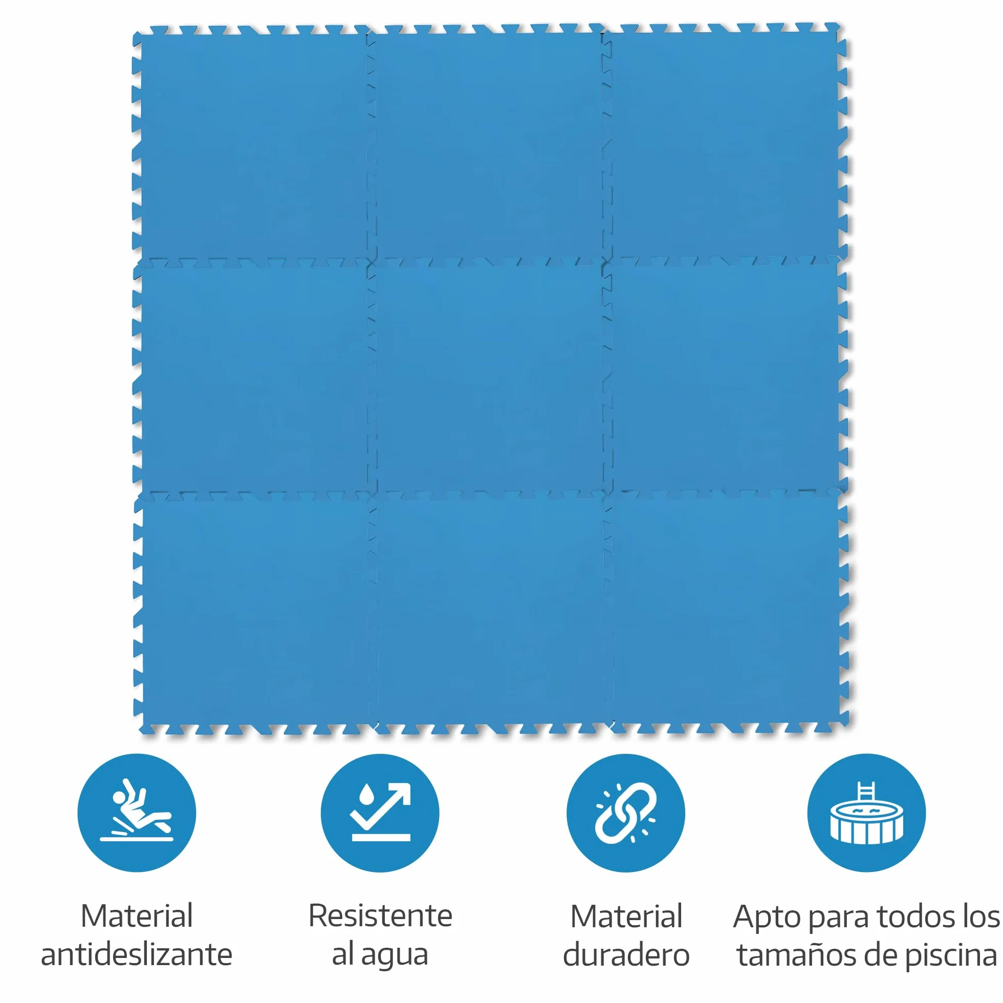 Meisterhome® Alfombrillas para piscina 50x50 cm 2,25 m² 9 unidades