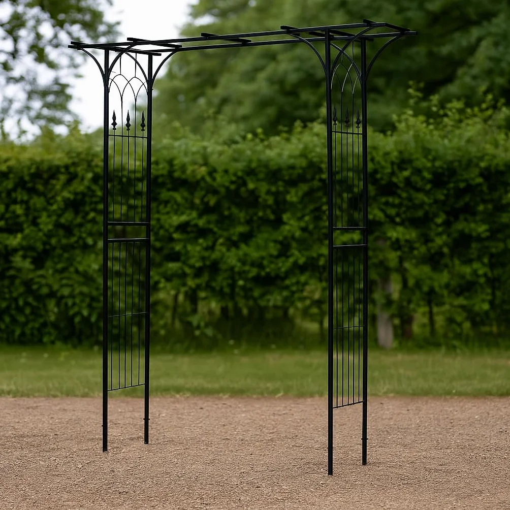Arco de jardín para Rosas y trepadoras 205x50x208cm Acero Negro