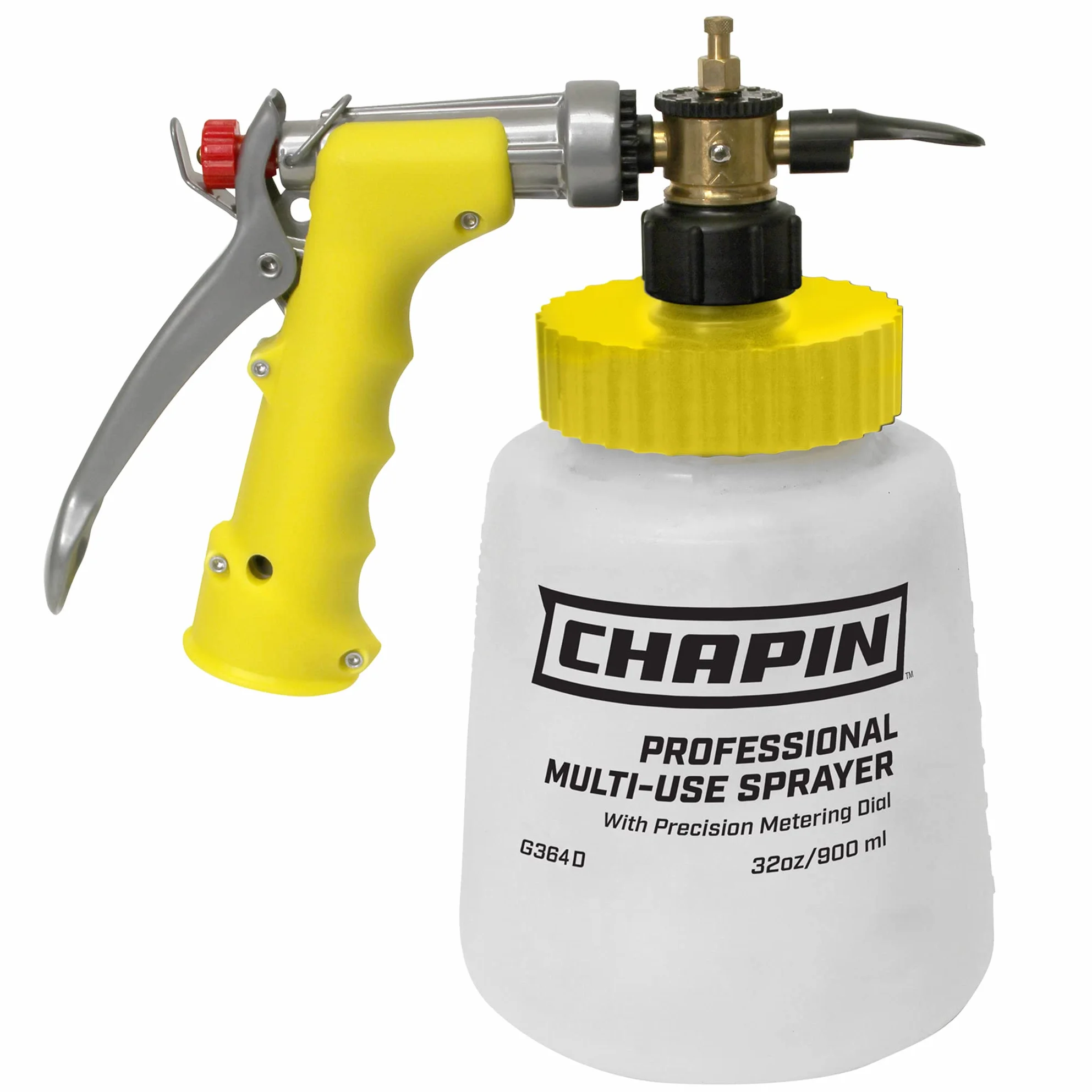 Chapin G364D - Pulverizador Profesional para césped y jardín de 32 onzas, Fabricado en los Estados Unidos, con 16 raciones de Mezcla en el dial de medición, antisifón Integrado, Blanco translúcido