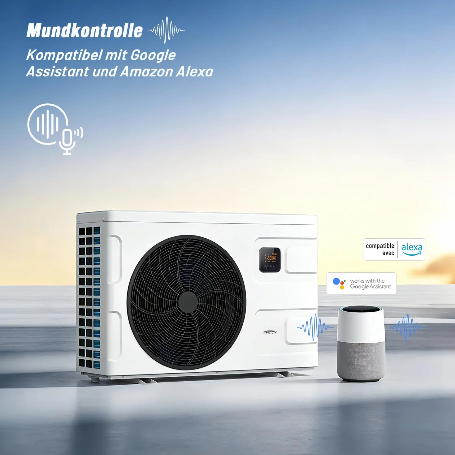INVERBOOST Bomba De Calor para Piscina Inverter 9,5 kW, Cop 16, WiFi, Control por Voz