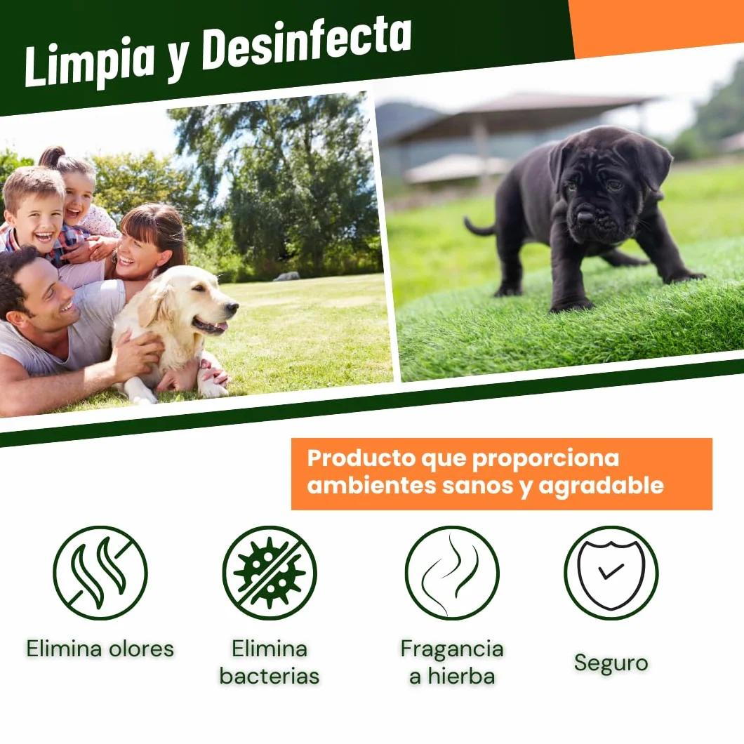 Higienizador para Césped Artificial Concentrado con Dosificador Automático Hasta 400m² Aroma a Hierba Recién Cortada