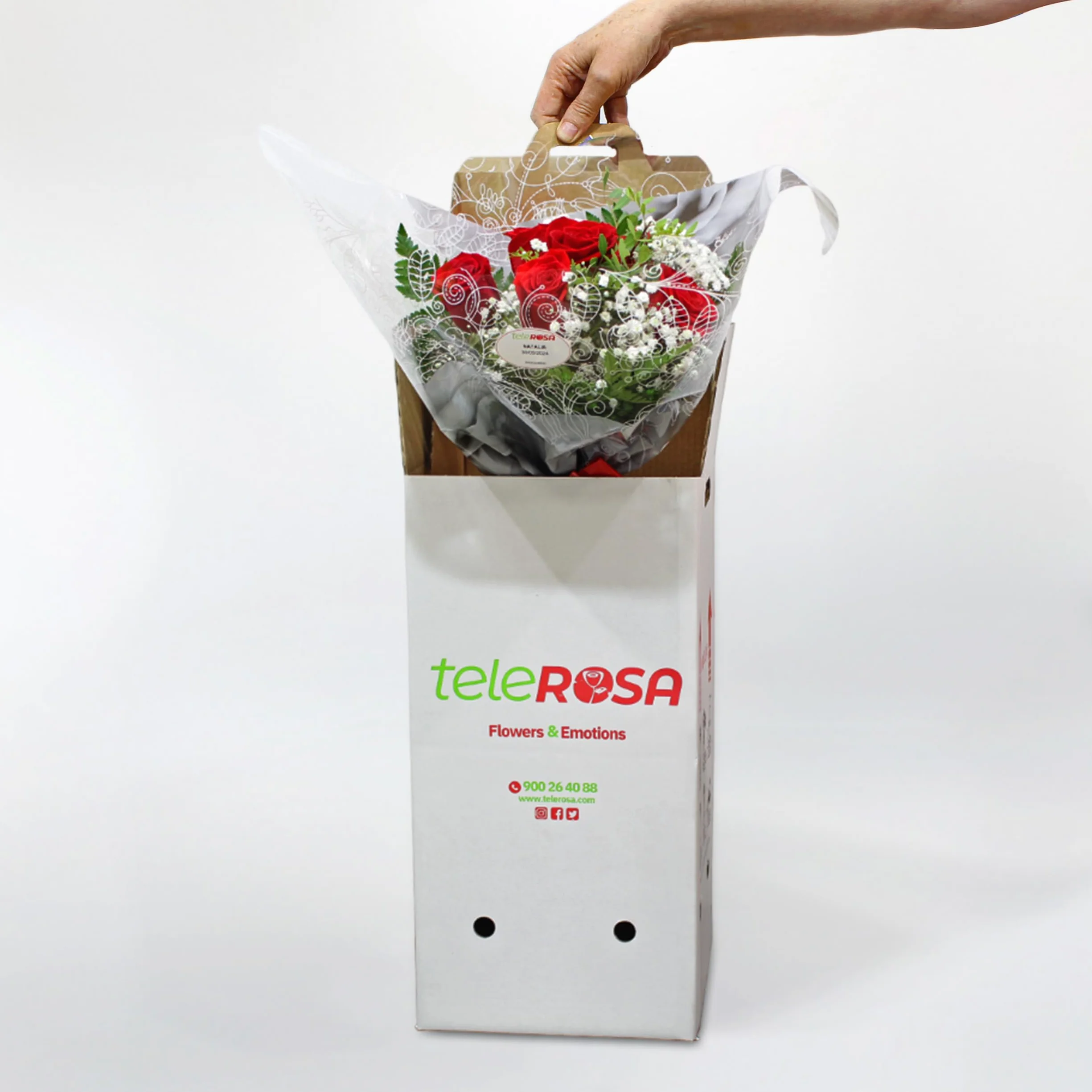 TeleROSA Ramo 6 Rosas Rojas Naturales - Flores a domicilio con tarjeta dedicatoria
