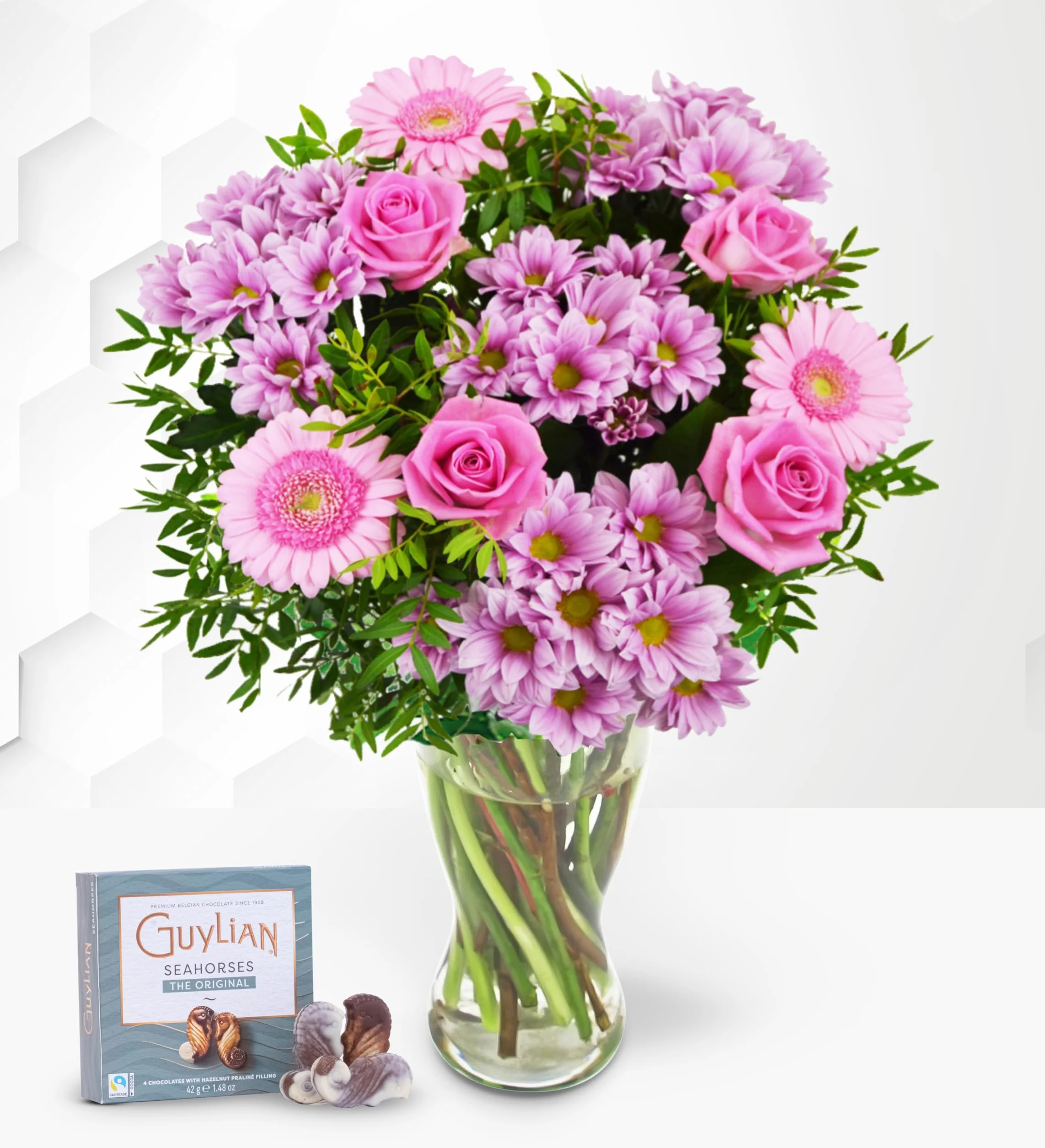 Ramo de Flores Rosa con Chocolates - Regalo Fresco para Cumpleaños o Día de la Madre - Arreglo de Lujo