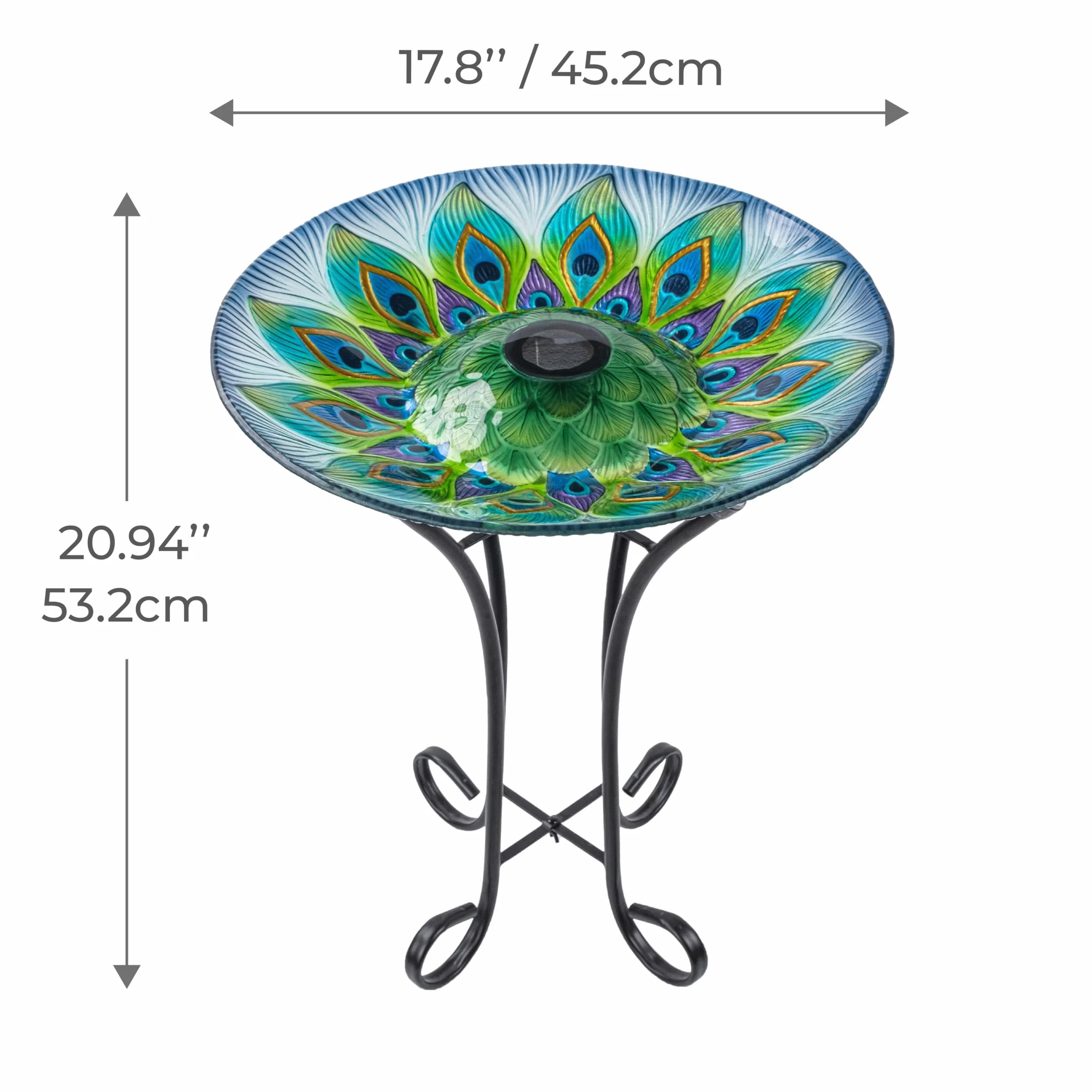 Teamson Home Baño para pájaros de Cristal diseño Pavo Real Multicolor